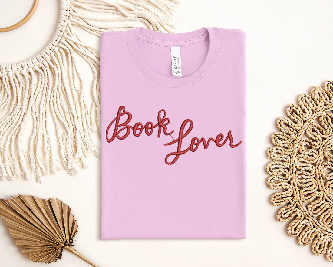 Embroidered Book Lover, Embroidered Reading Shirt, Retro Librarian Shirt, Teacher Appreciation Shirt, School, Book Lover Gift, Bookworm Tee