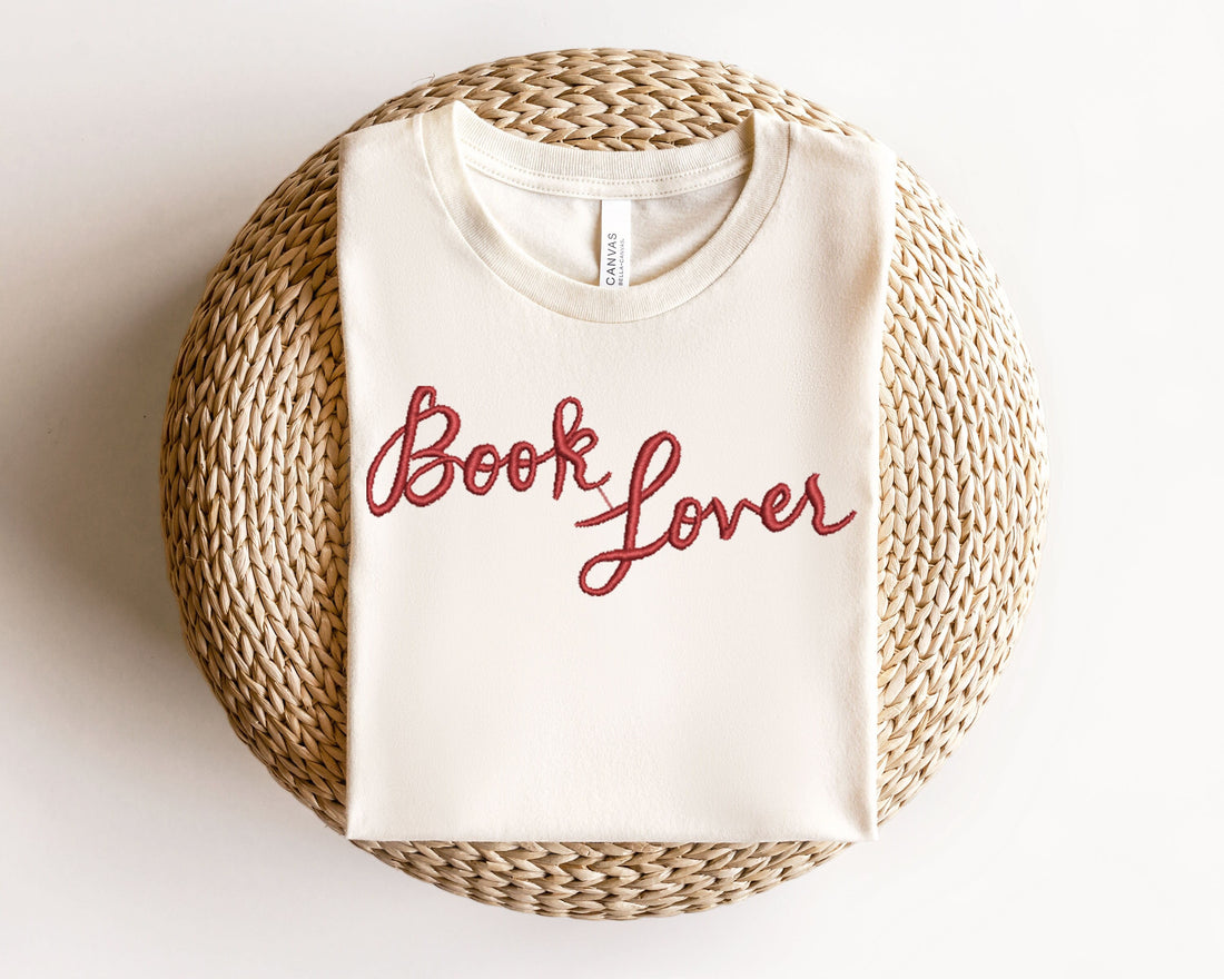 Embroidered Book Lover, Embroidered Reading Shirt, Retro Librarian Shirt, Teacher Appreciation Shirt, School, Book Lover Gift, Bookworm Tee