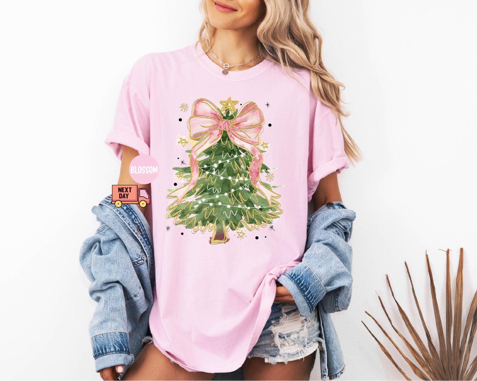 Comfort Colors® Christmas Tree Bow Shirt, Christmas Sweatshirt for Women, Christmas Tree Tshirt, Christmas Coquette Mom Gift,Christmas Shirt