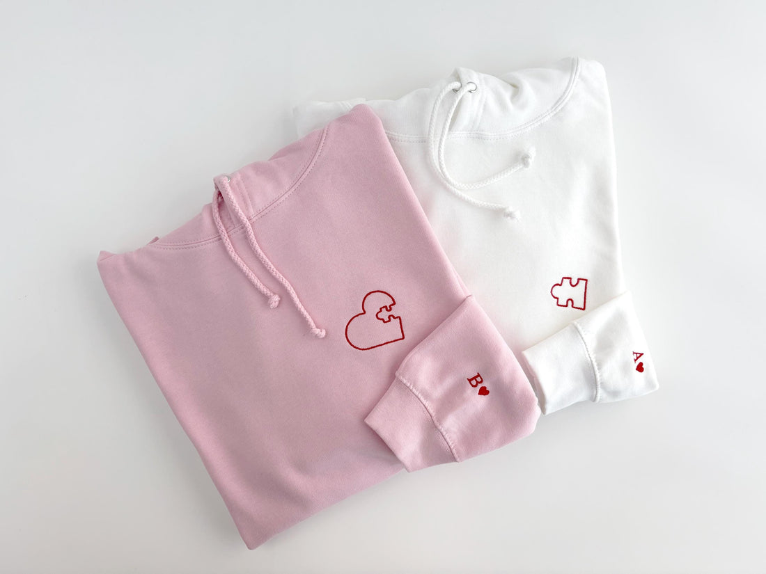 Personalized couples puzzle shirt, Custom initial heart Sweatshirt, matching couples Anniversary Outfit, Couple hoodie, Valentines Day Gift