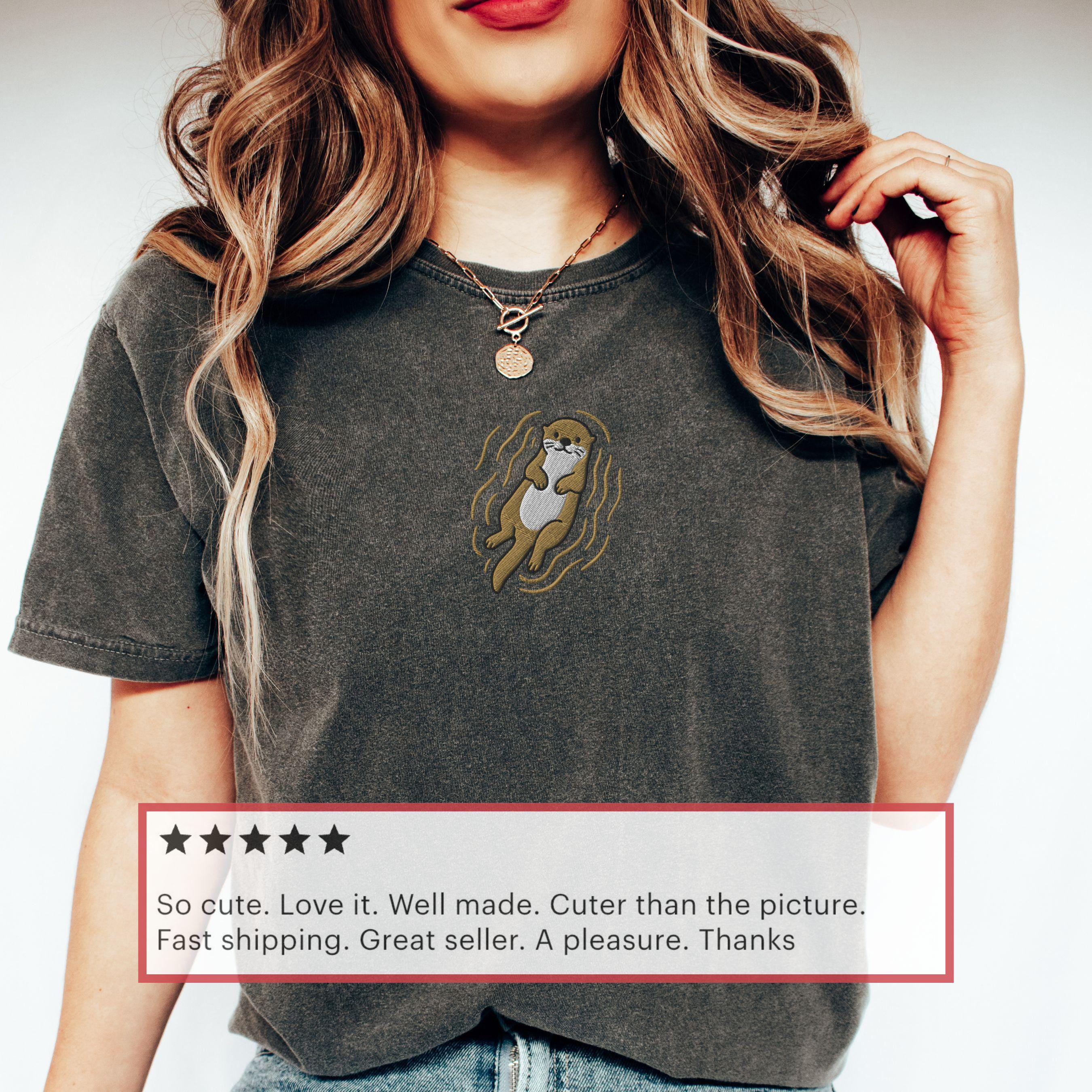 Embroidered Otter Shirt, Comfort Colors Otter Tshirt, Animal Lover Tee - F-63-Center
