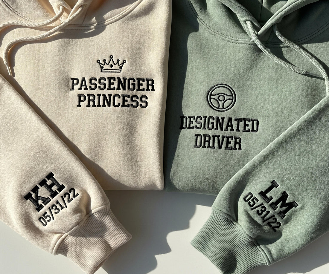 Embroidered Couple Sweatshirt, Designated Driver Embroidered Shirt, Valentine Shirt, Couple Gift for Her, Matching Couple Sweater