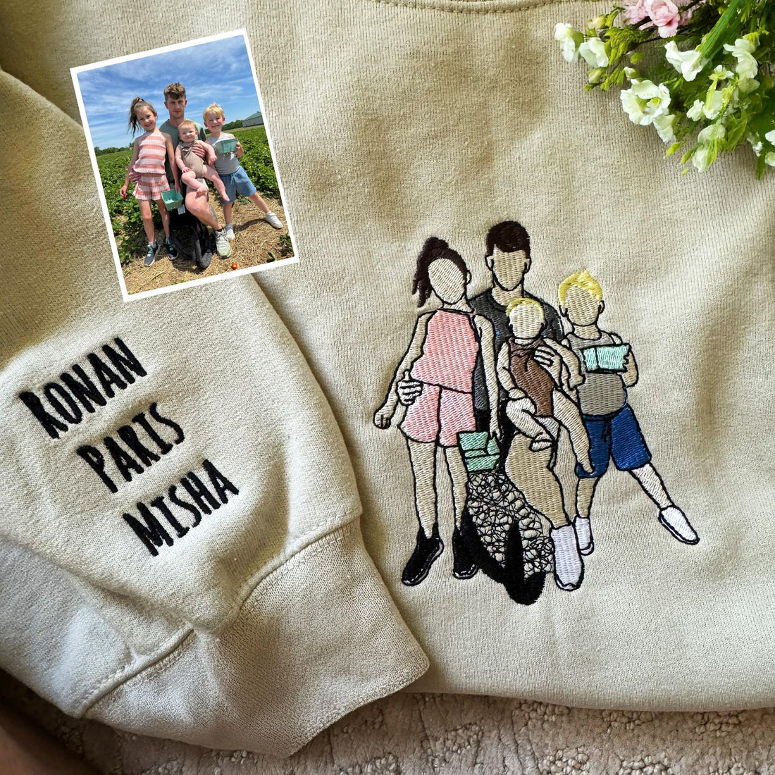Family Reunion - Custom Embroidered Portrait Sweatshirt From Photo - Personalized Dad Shirt - Family Portrait Shirt - Christmas Gifts