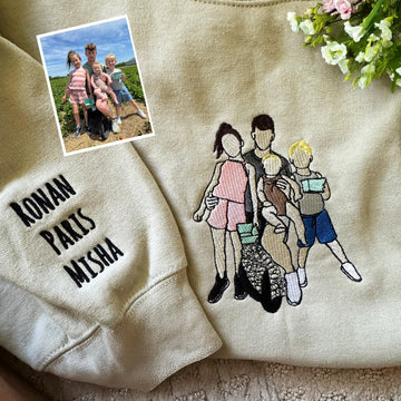 Family Reunion - Custom Embroidered Portrait Sweatshirt From Photo - Personalized Dad Shirt - Family Portrait Shirt - Christmas Gifts