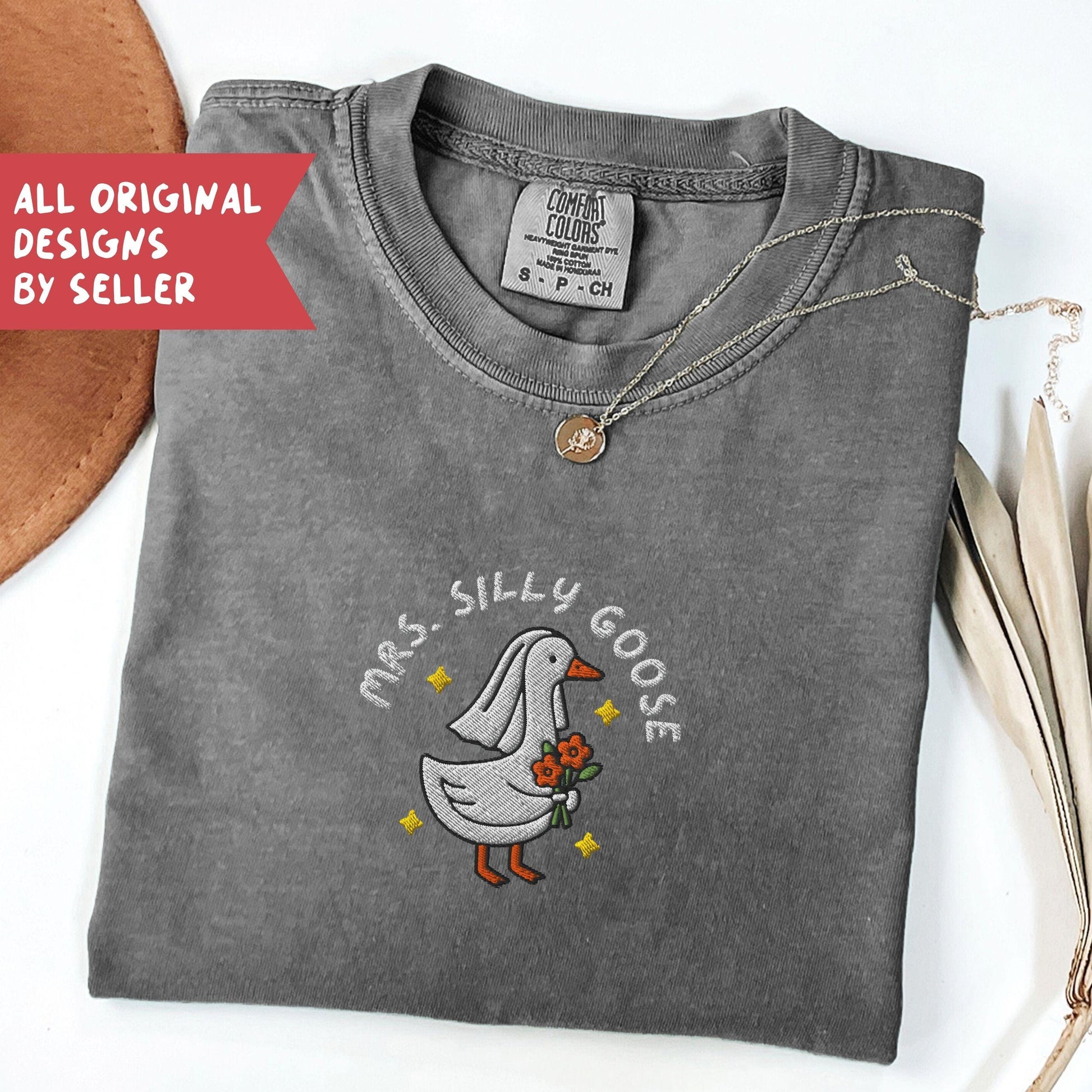 Embroidered Silly Goose Bride Shirt, Bride To Be Funny Goose Lover Shirt, Embroidered Bride Tshirt - B-1-Center
