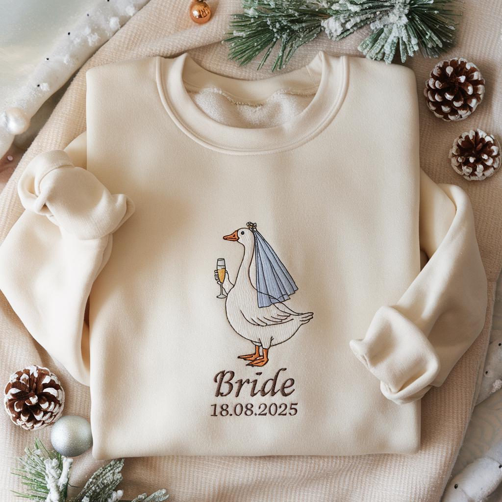 Personalized Bridal Silly Goose Embroidered Shirt, Bride To Be Shirt, Luxury Bachelorette Shirt, Wedding Gift Shirt, Bride Tribe Shirt