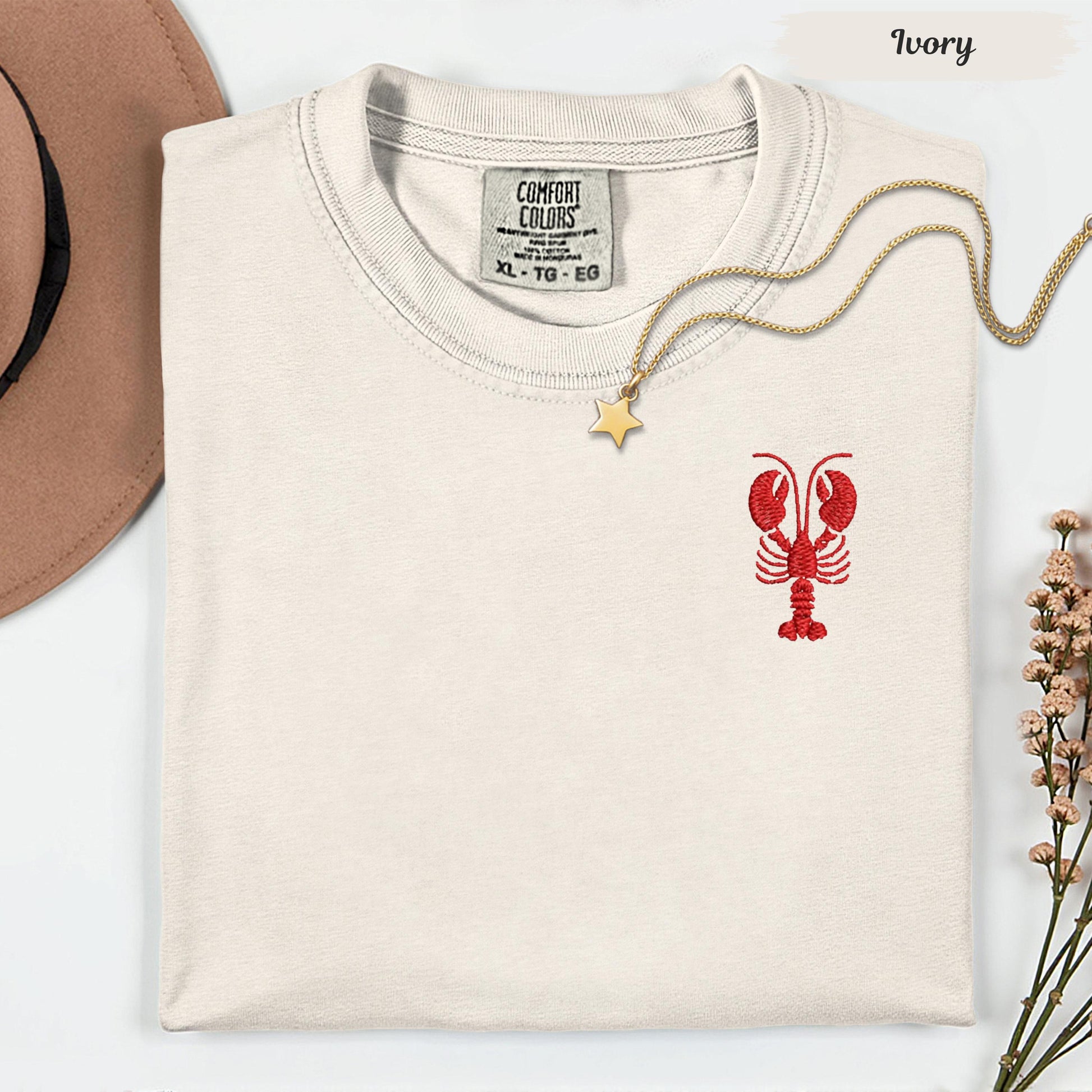 Coastal Embroidered Comfort Colors Tee – Minimal Beach Shirt, Aesthetic Summer Vibes, Trendy Custom Vacation Gift Tee