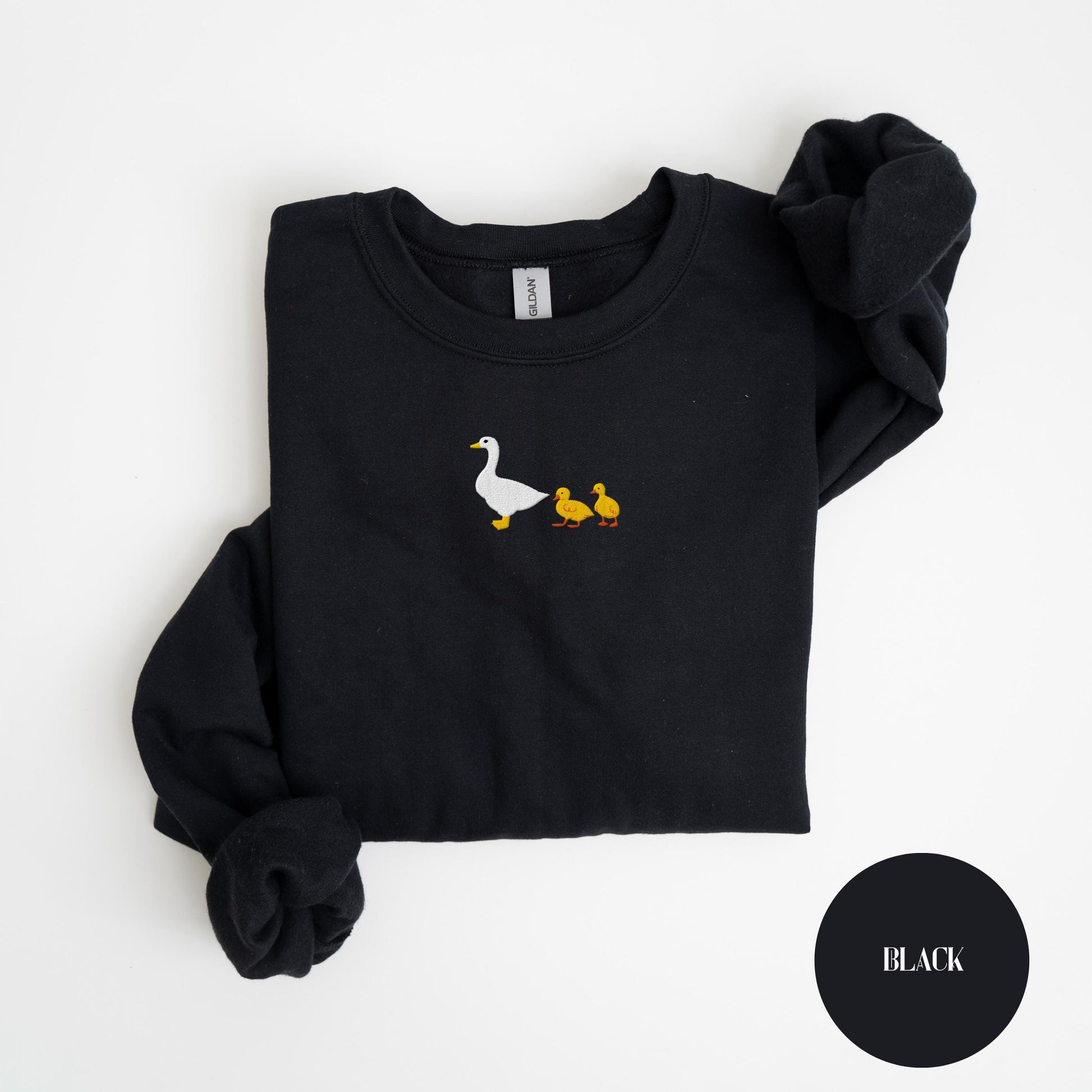 Custom Embroidered Goose Sweatshirt, Custom Names Mama Of Two Crewneck Sweatshirt, Silly Goose Twin Mama, Kids Names On The Sleeve