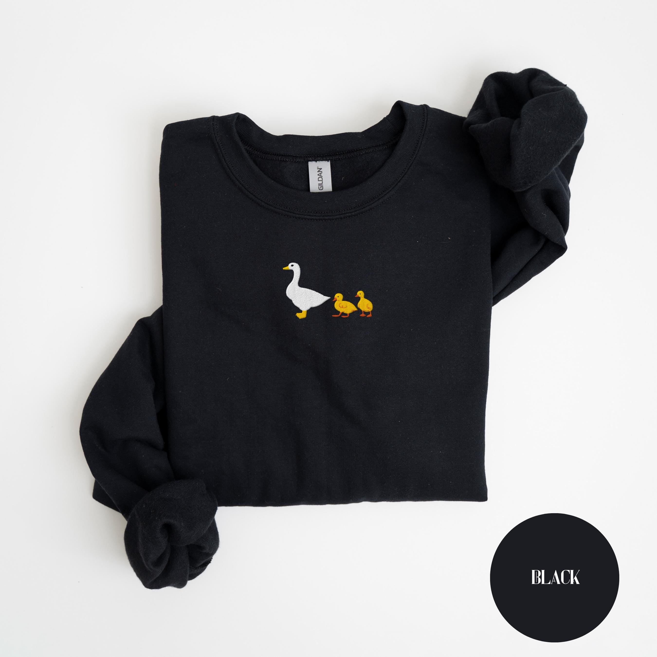 Custom Embroidered Goose Sweatshirt, Custom Names Mama Of Two Crewneck Sweatshirt, Silly Goose Twin Mama, Kids Names On The Sleeve