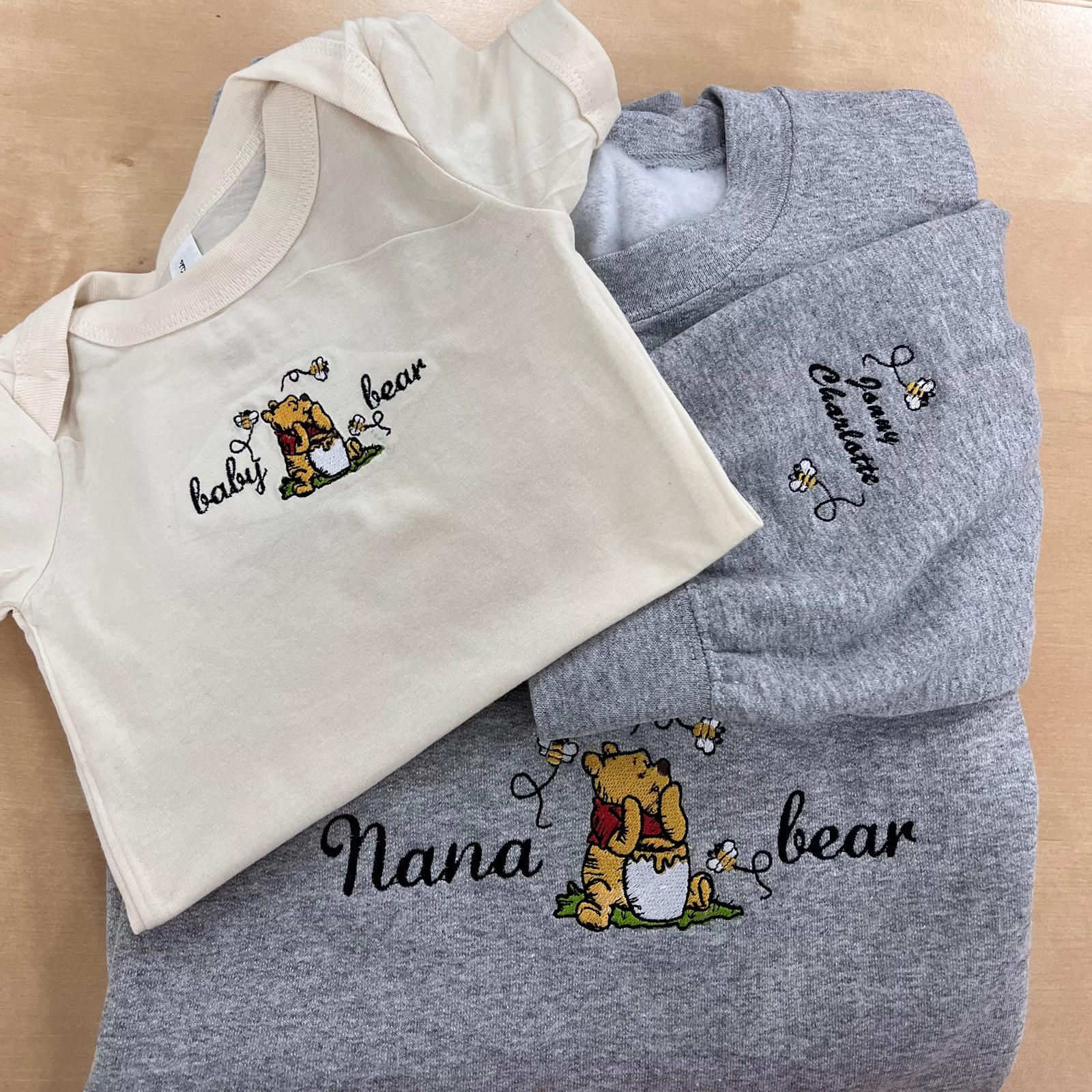Embroidered Mama Sweatshirt, Personalized Embroidered Mama Bear Shirt With Kids Names Sleeve, Best Mom gift, Custom embroidery disney tshirt