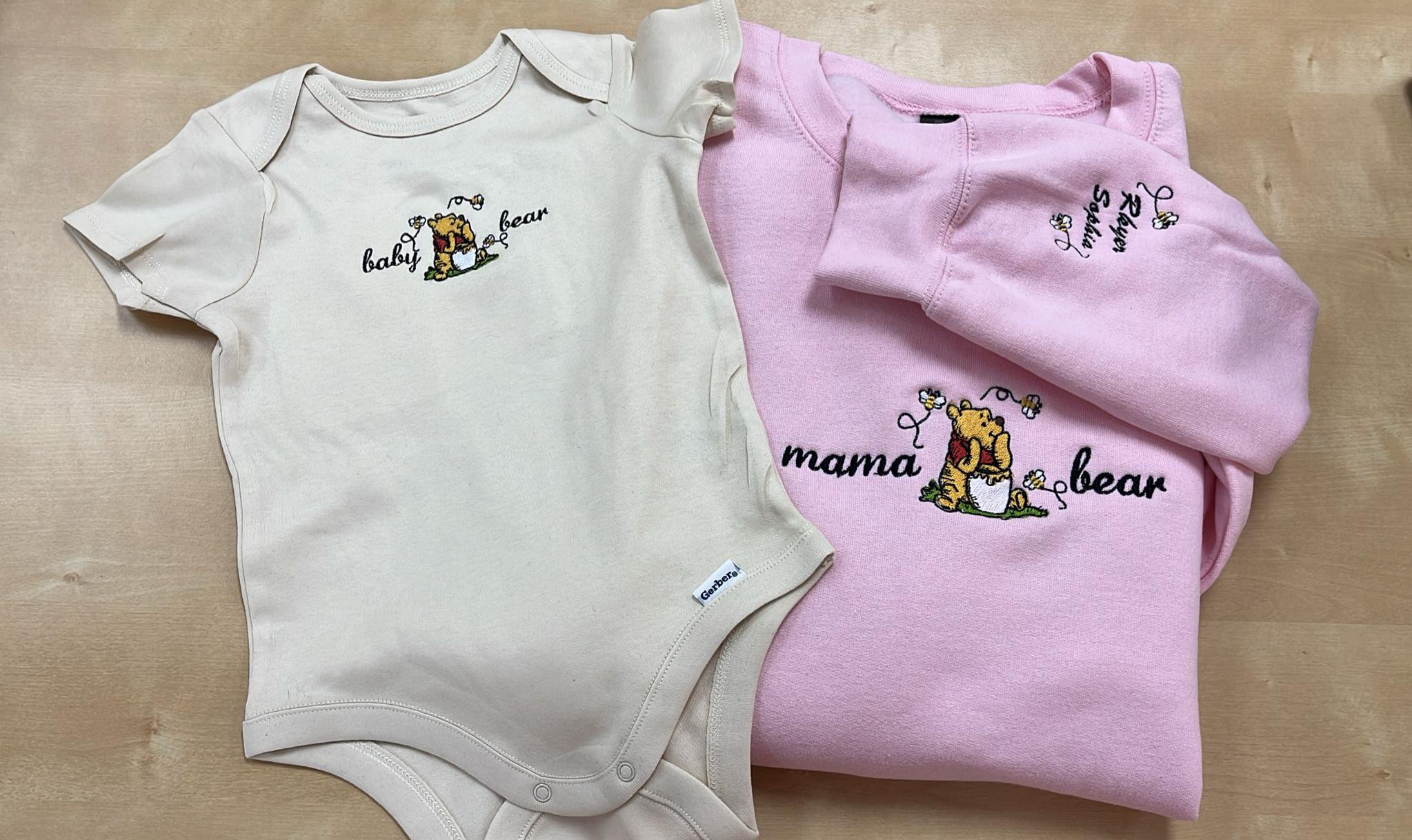 Embroidered Mama Sweatshirt, Personalized Embroidered Mama Bear Shirt With Kids Names Sleeve, Best Mom gift, Custom embroidery disney tshirt