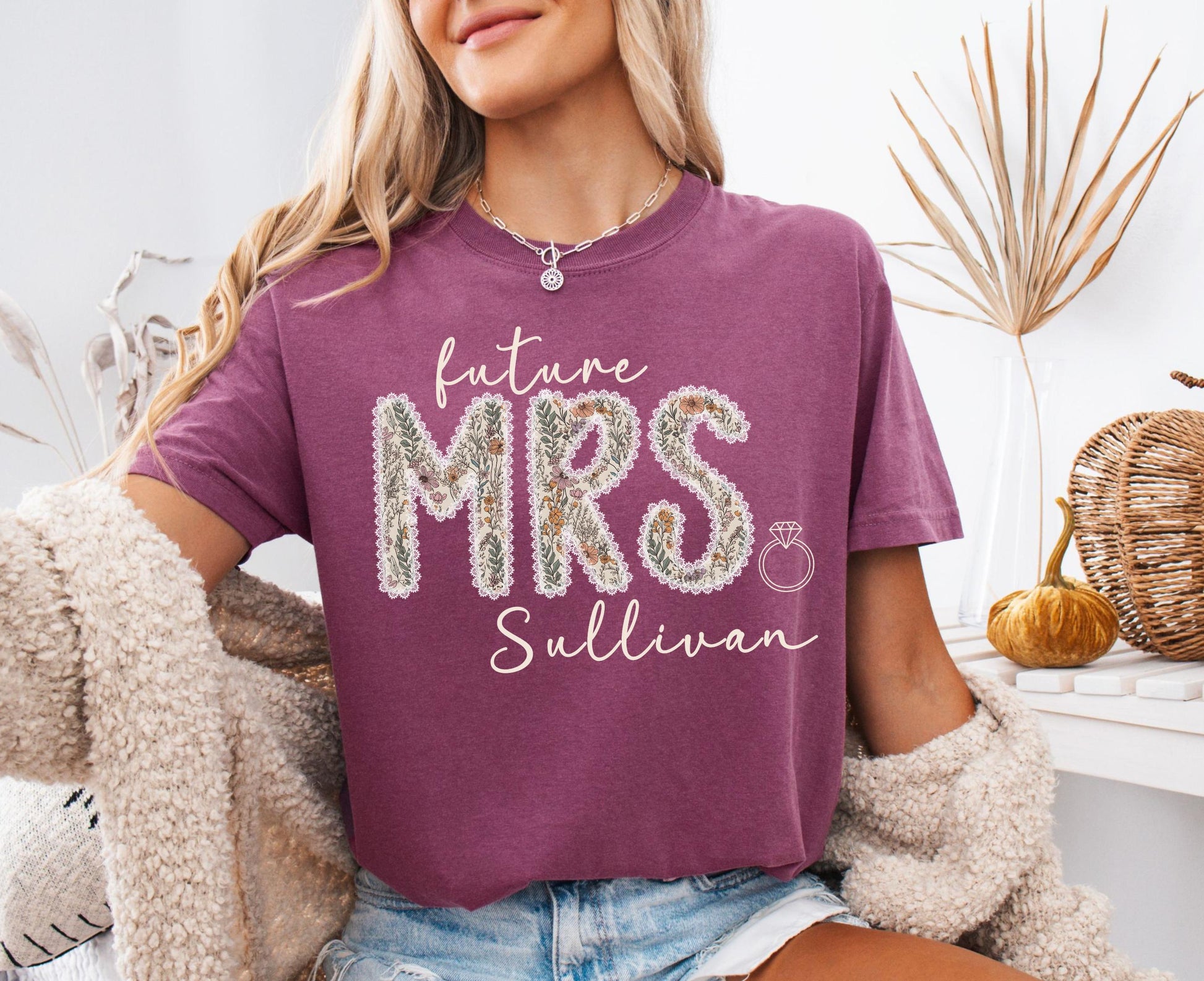 Comfort Colors Future Mrs Shirt, Custom Last Name Bride to Be Tshirt, Personalized Engagement Gift for Bride, Bridal Shower Tee Gift for Her