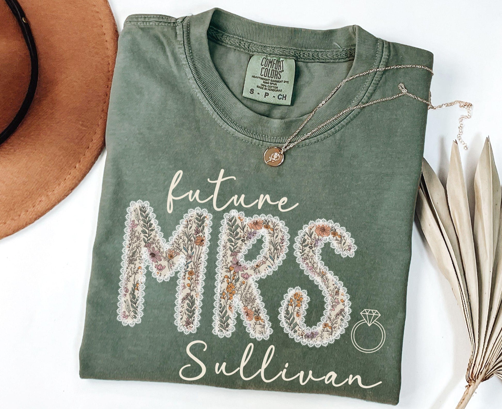 Comfort Colors Future Mrs Shirt, Custom Last Name Bride to Be Tshirt, Personalized Engagement Gift for Bride, Bridal Shower Tee Gift for Her