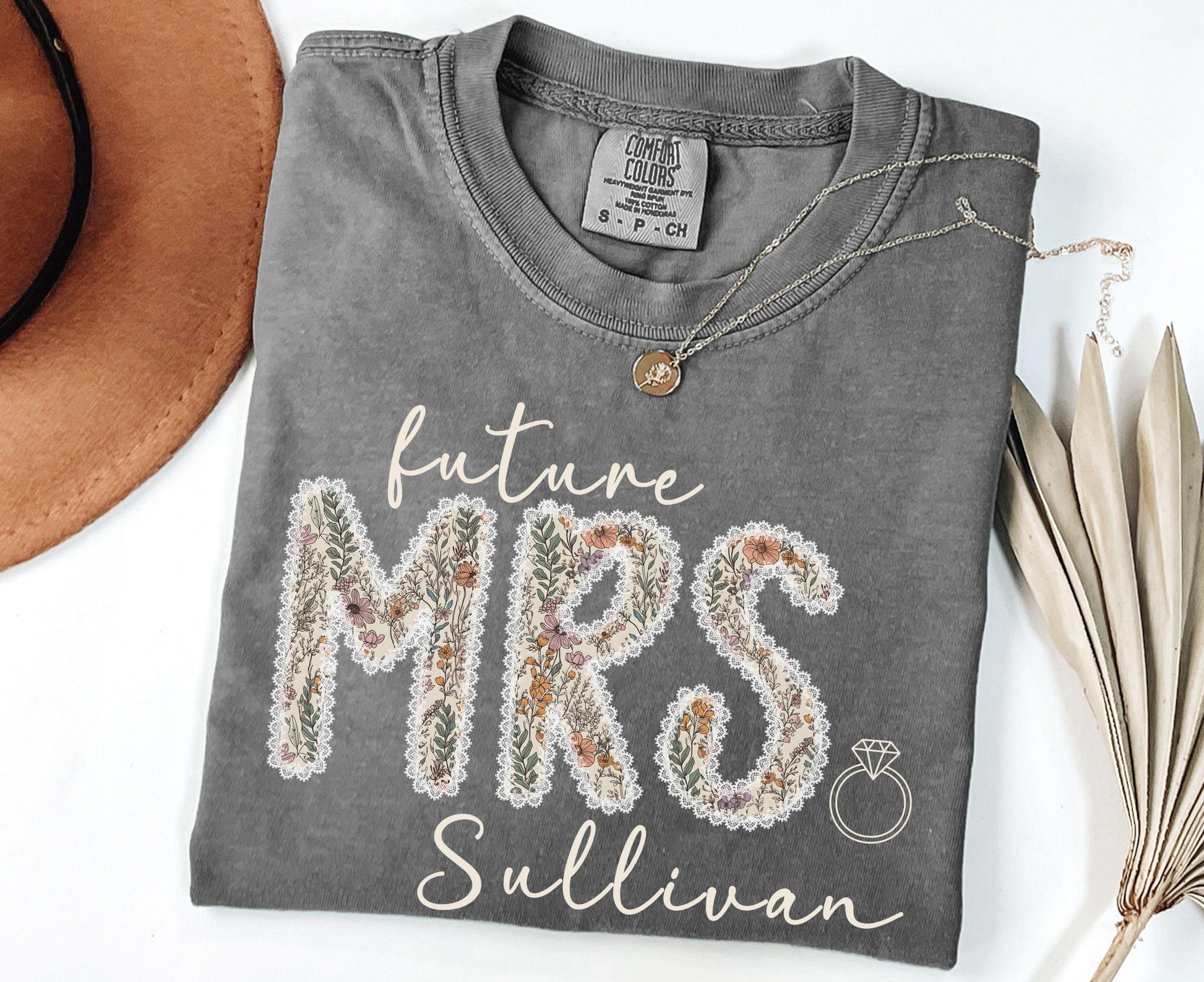 Comfort Colors Future Mrs Shirt, Custom Last Name Bride to Be Tshirt, Personalized Engagement Gift for Bride, Bridal Shower Tee Gift for Her