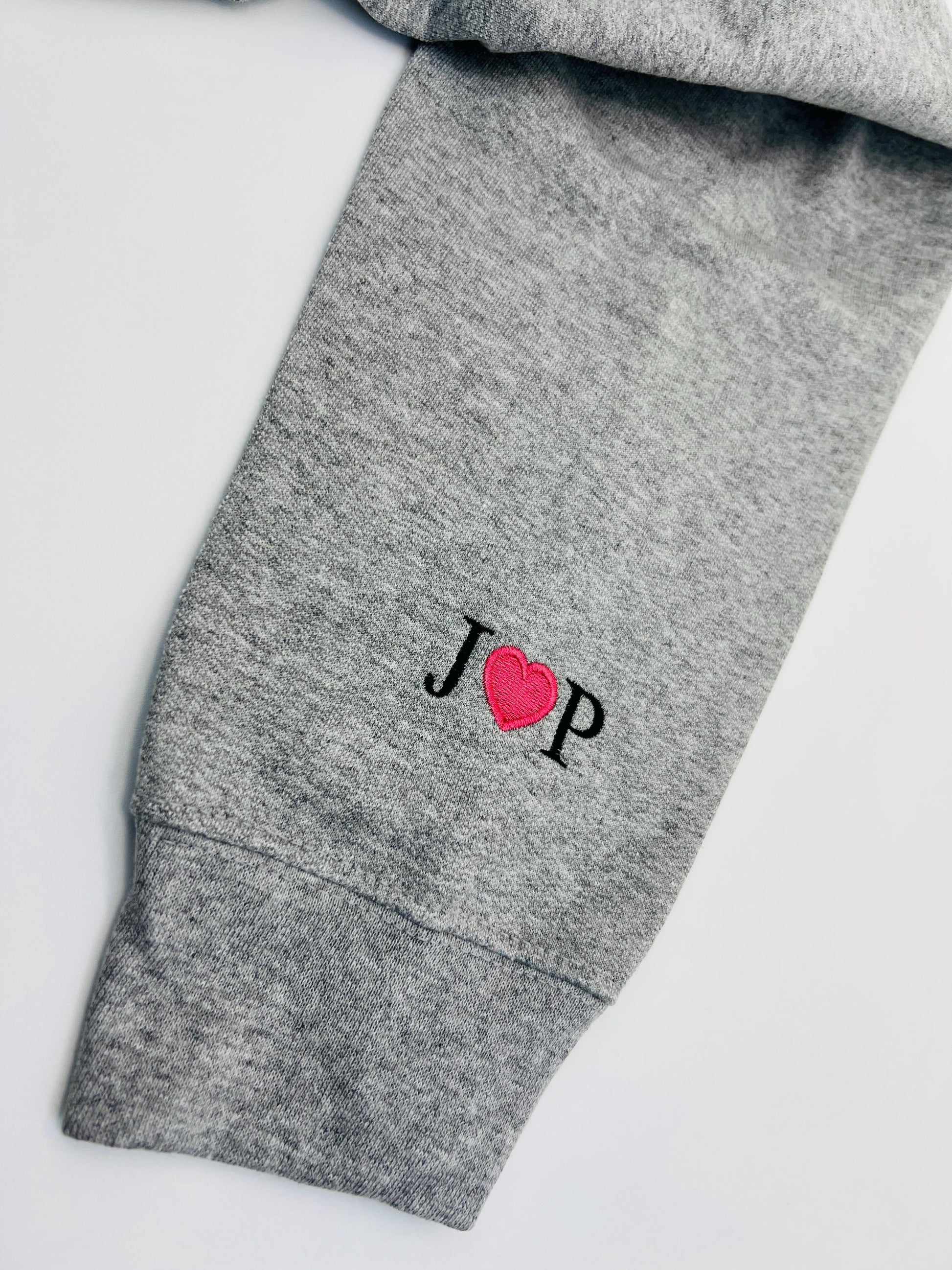 Custom Embroidered Initial Heart Couple Hoodie | Valentine's Gift