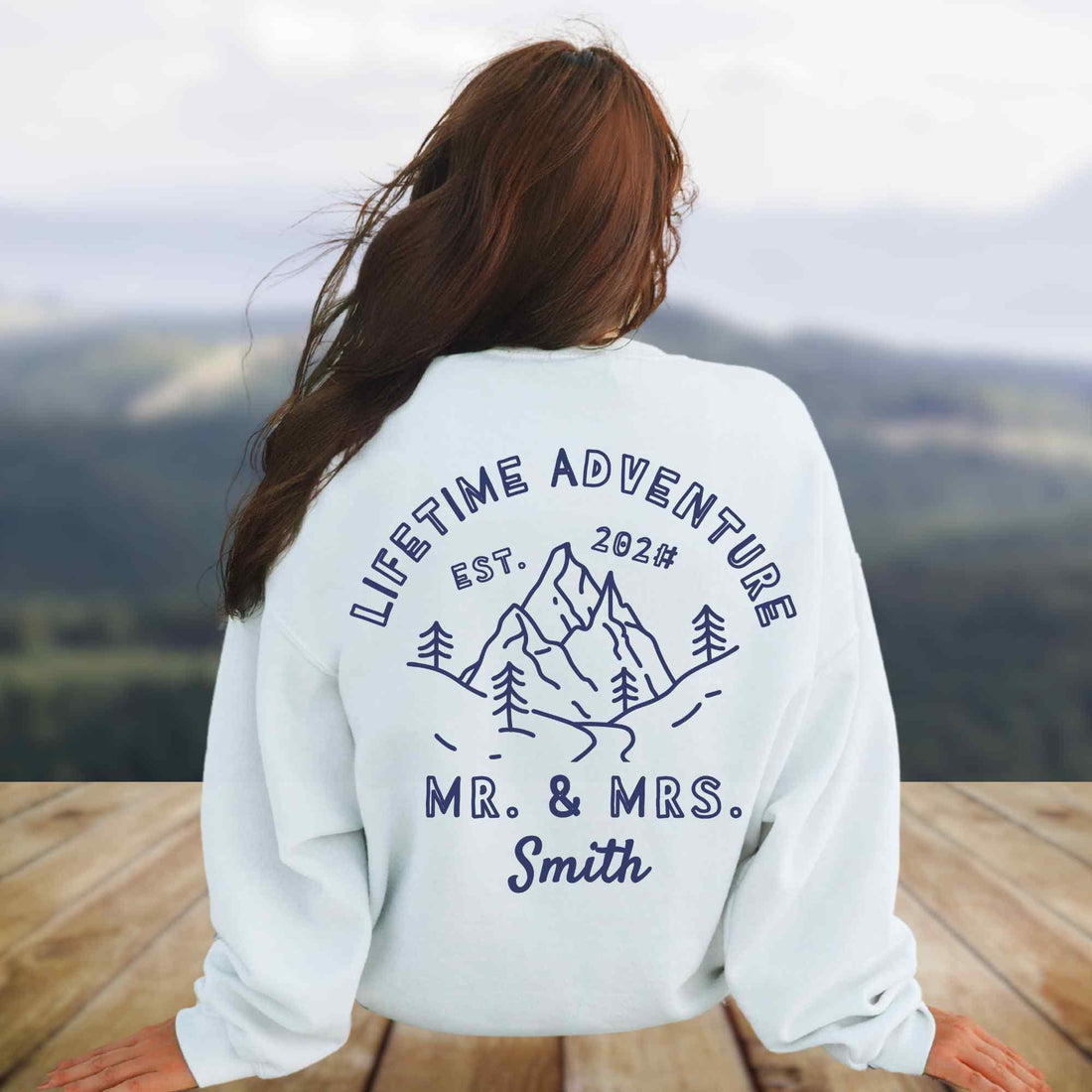 Lifetime Adventure matching mr mrs hoodie, mountain lakeview couples hoodie, husband and wife newlywed sweatshirt gift set, wedding sweater