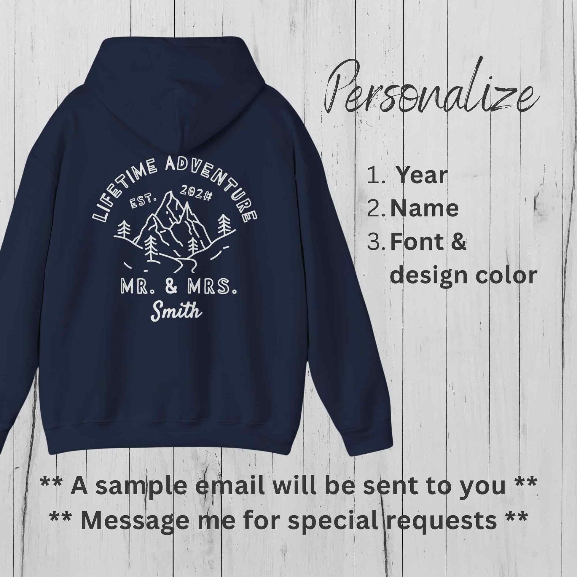 Lifetime Adventure matching mr mrs hoodie, mountain lakeview couples hoodie, husband and wife newlywed sweatshirt gift set, wedding sweater