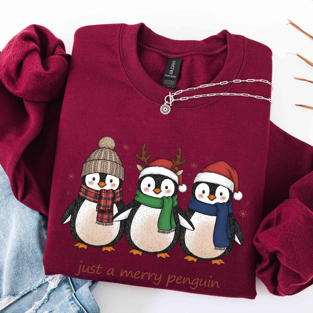 Just A Merry Penguin Shirt, Christmas Shirt, Funny Christmas Cozy Winter Animal Shirt, Cute Holiday Xmas Shirt, Merry Penguin Tee, Christmas