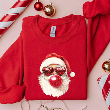 Santa Bubble Gum Christmas Tshirt, Christmas Santa Sweatshirt, Funny Christmas Gifts, Xmas Bubble Gum Shirt, Santa Claus Christmas Sweater
