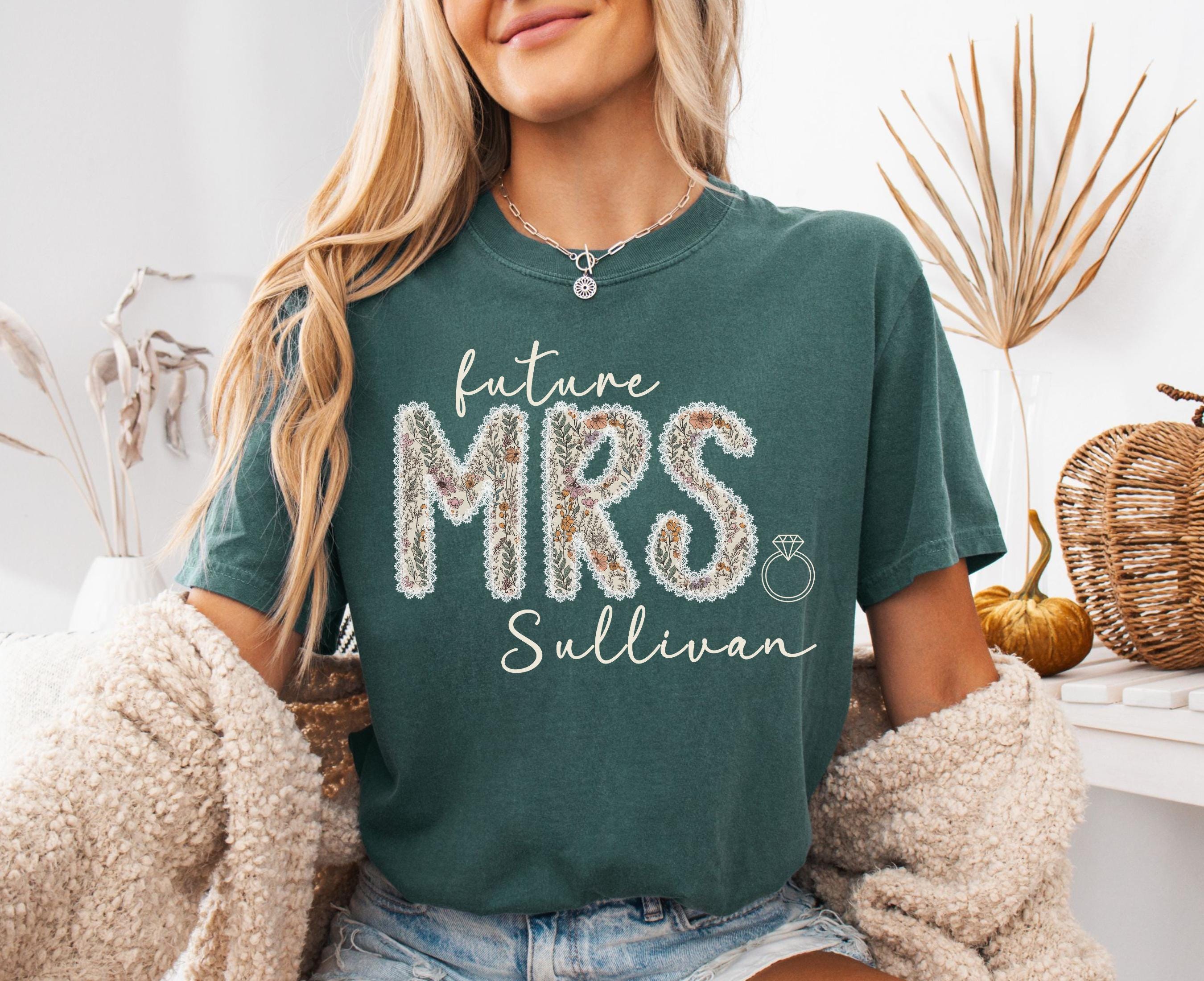 Comfort Colors Future Mrs Shirt, Custom Last Name Bride to Be Tshirt, Personalized Engagement Gift for Bride, Bridal Shower Tee Gift for Her