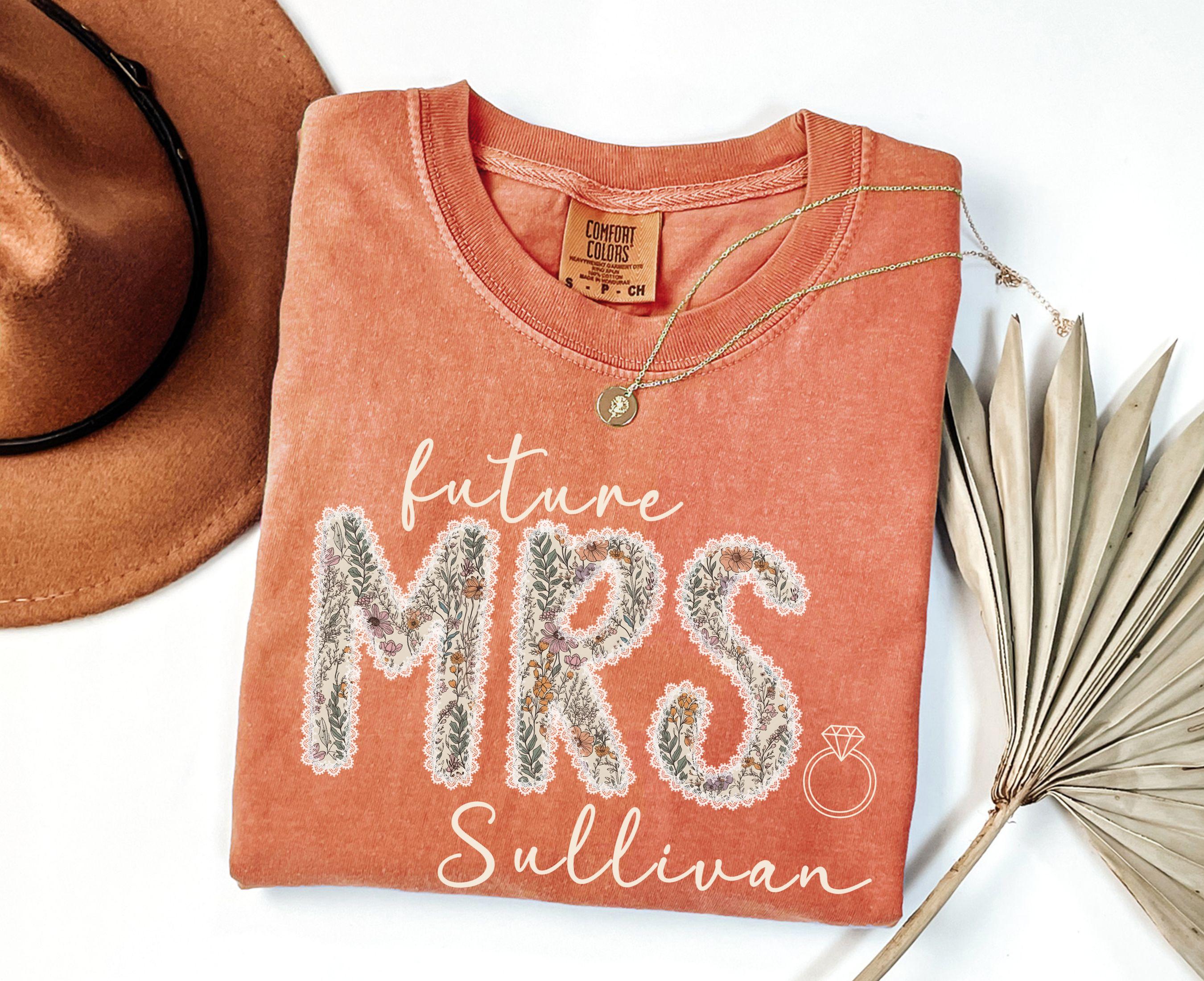 Comfort Colors Future Mrs Shirt, Custom Last Name Bride to Be Tshirt, Personalized Engagement Gift for Bride, Bridal Shower Tee Gift for Her