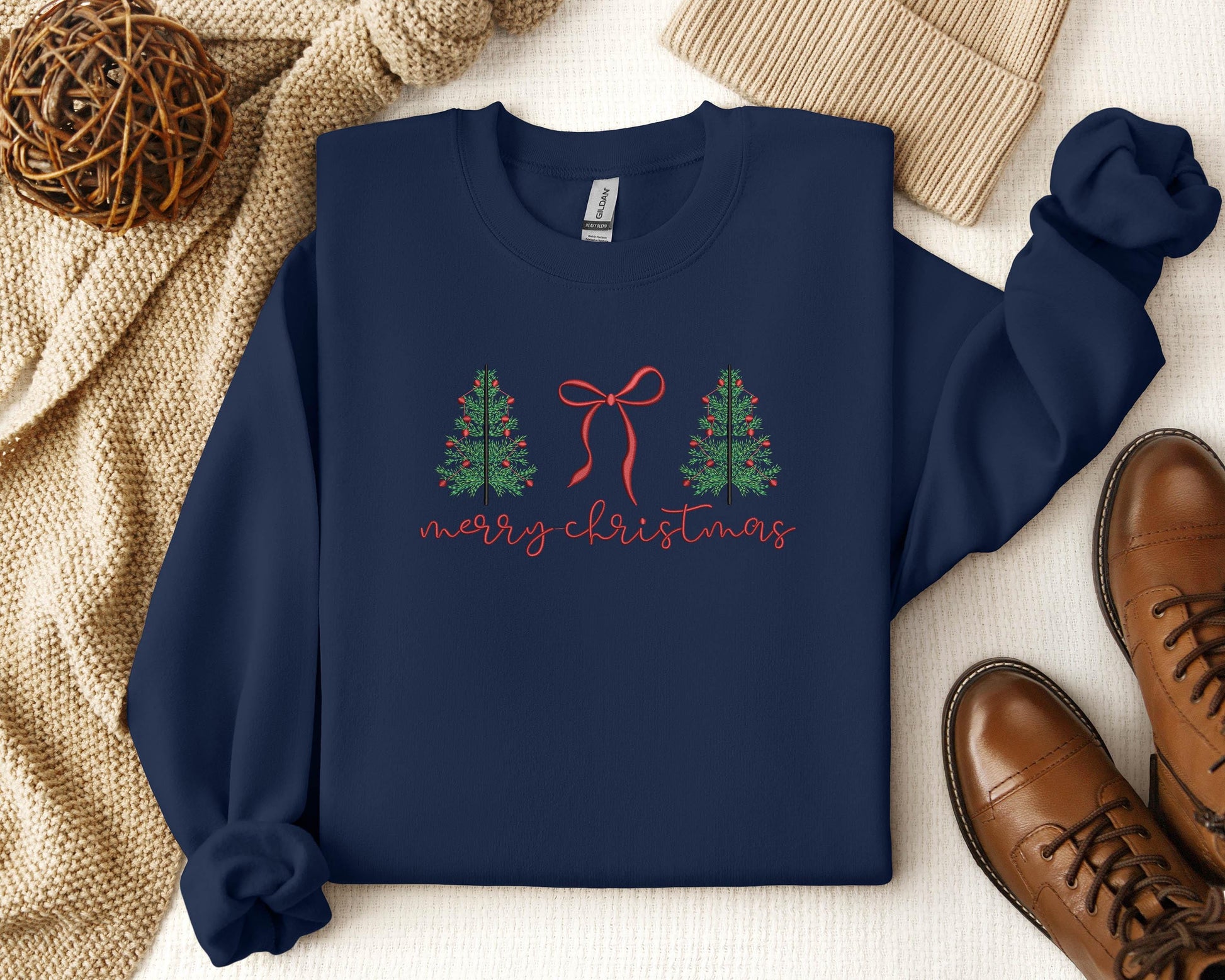 Embroidered Tis The Season Christmas Sweatshirt, Embroidered Merry Christmas Shirt, Believe Christmas Tee,Merry Christmas, Merry And Bright