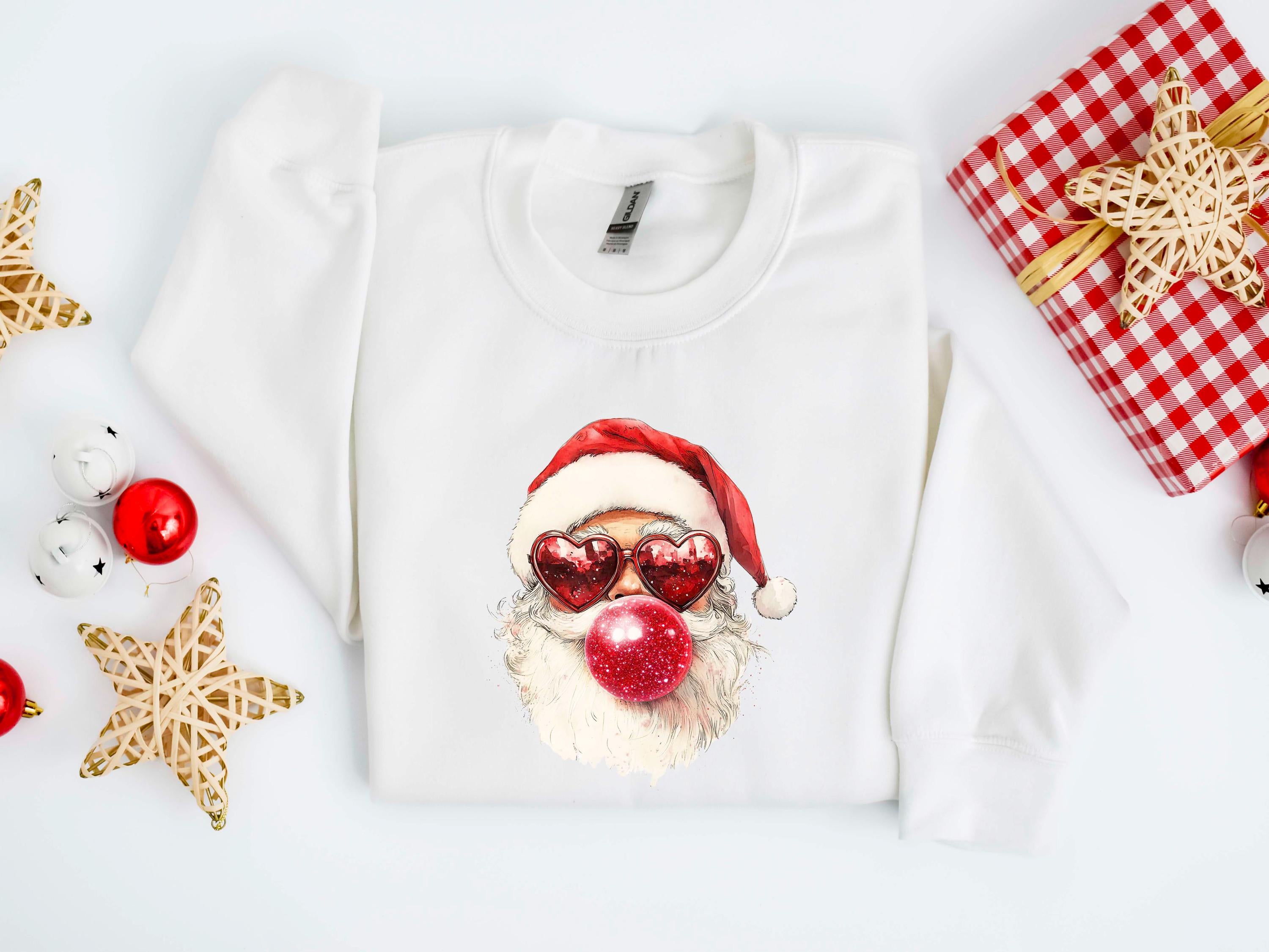 Santa Bubble Gum Christmas Tshirt, Christmas Santa Sweatshirt, Funny Christmas Gifts, Xmas Bubble Gum Shirt, Santa Claus Christmas Sweater