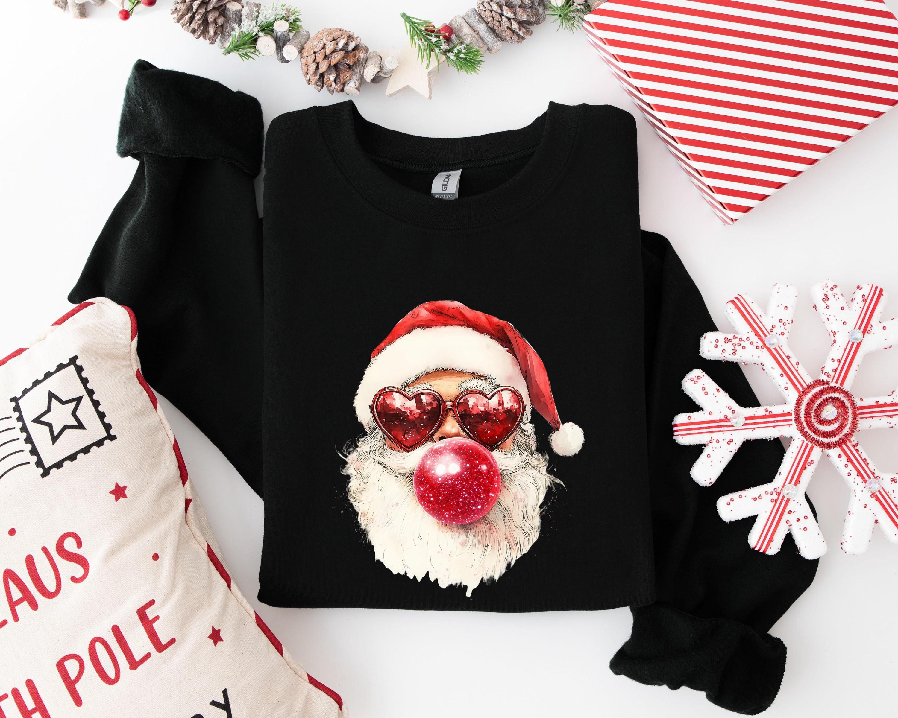 Santa Bubble Gum Christmas Tshirt, Christmas Santa Sweatshirt, Funny Christmas Gifts, Xmas Bubble Gum Shirt, Santa Claus Christmas Sweater