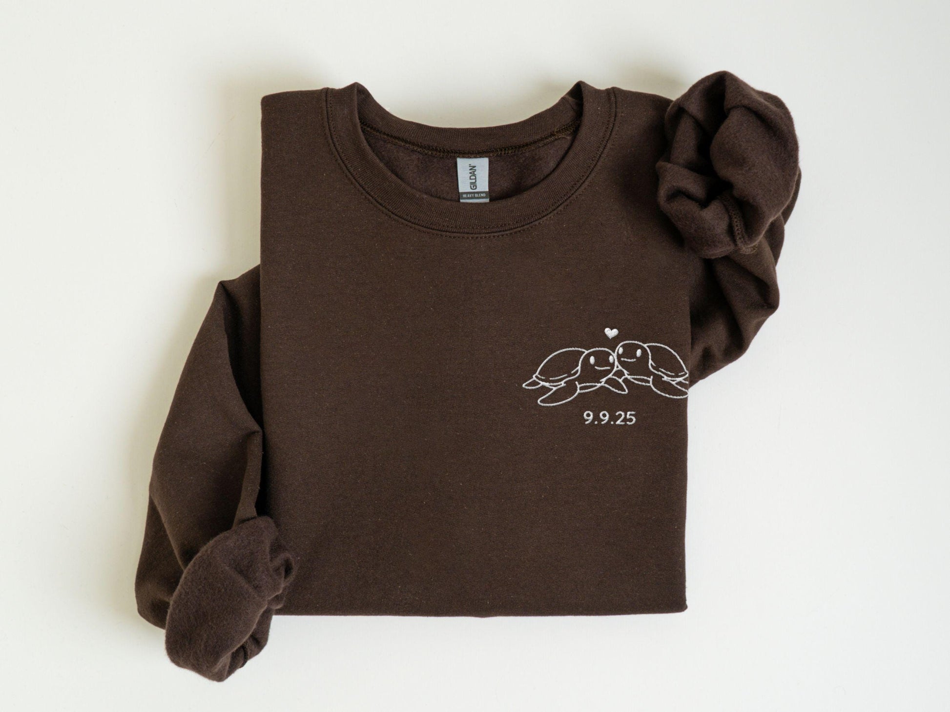 Matching Couples Sweatshirt, Custom Embroidered Turtle Sweatshirt, Gift for Couples, 1st Anniversary Gift, Engagement Gift, Date Shirt