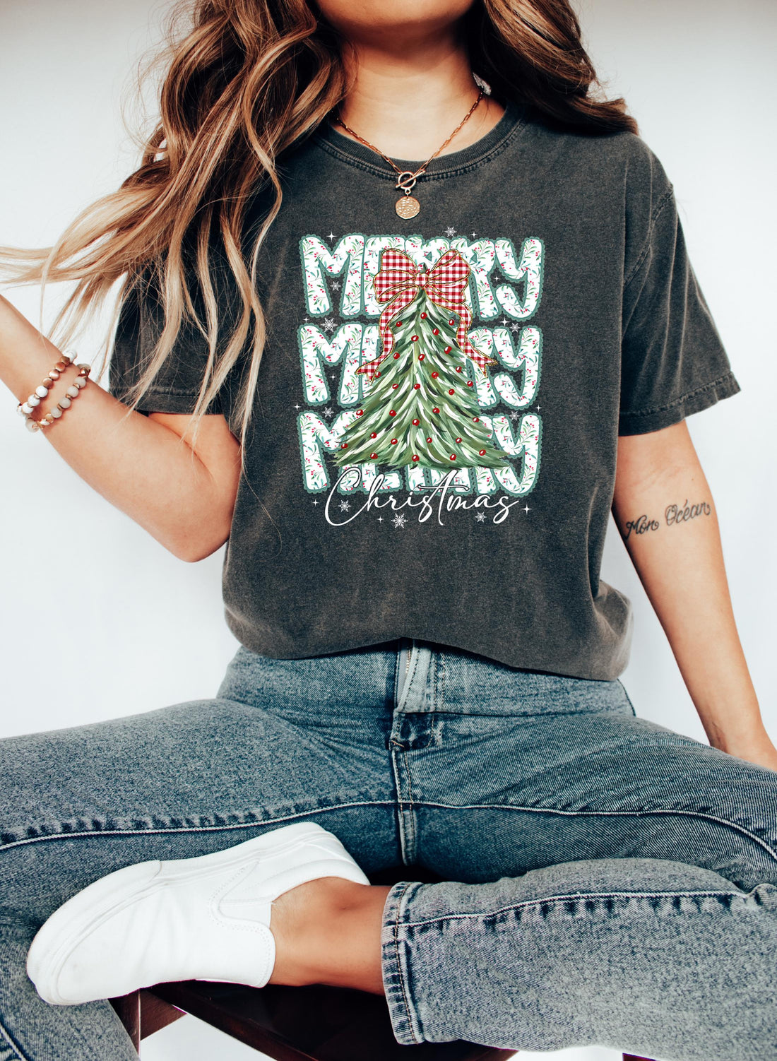 Christmas Tree Bow Shirt, Christmas Sweatshirt For Women, Christmas Tree Tshirt, Christmas Coquette Shirt, Funny Christmas Gifts