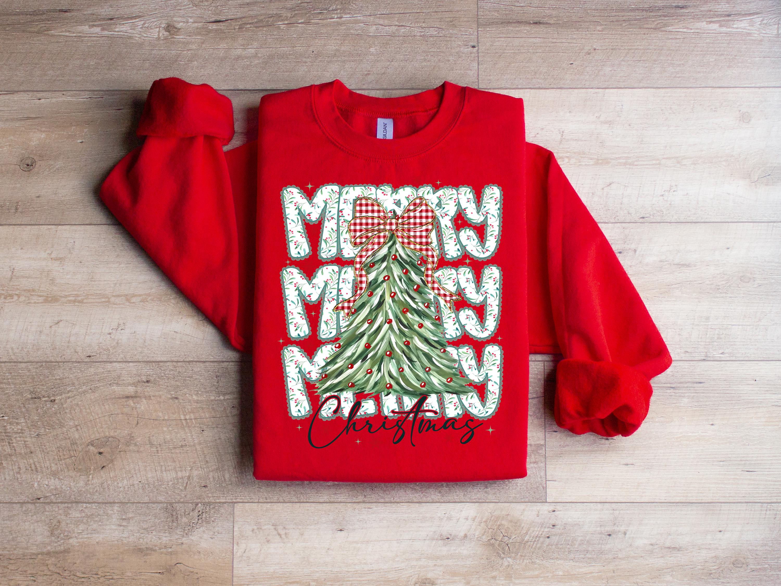 Christmas Tree Bow Shirt, Christmas Sweatshirt For Women, Christmas Tree Tshirt, Christmas Coquette Shirt, Funny Christmas Gifts