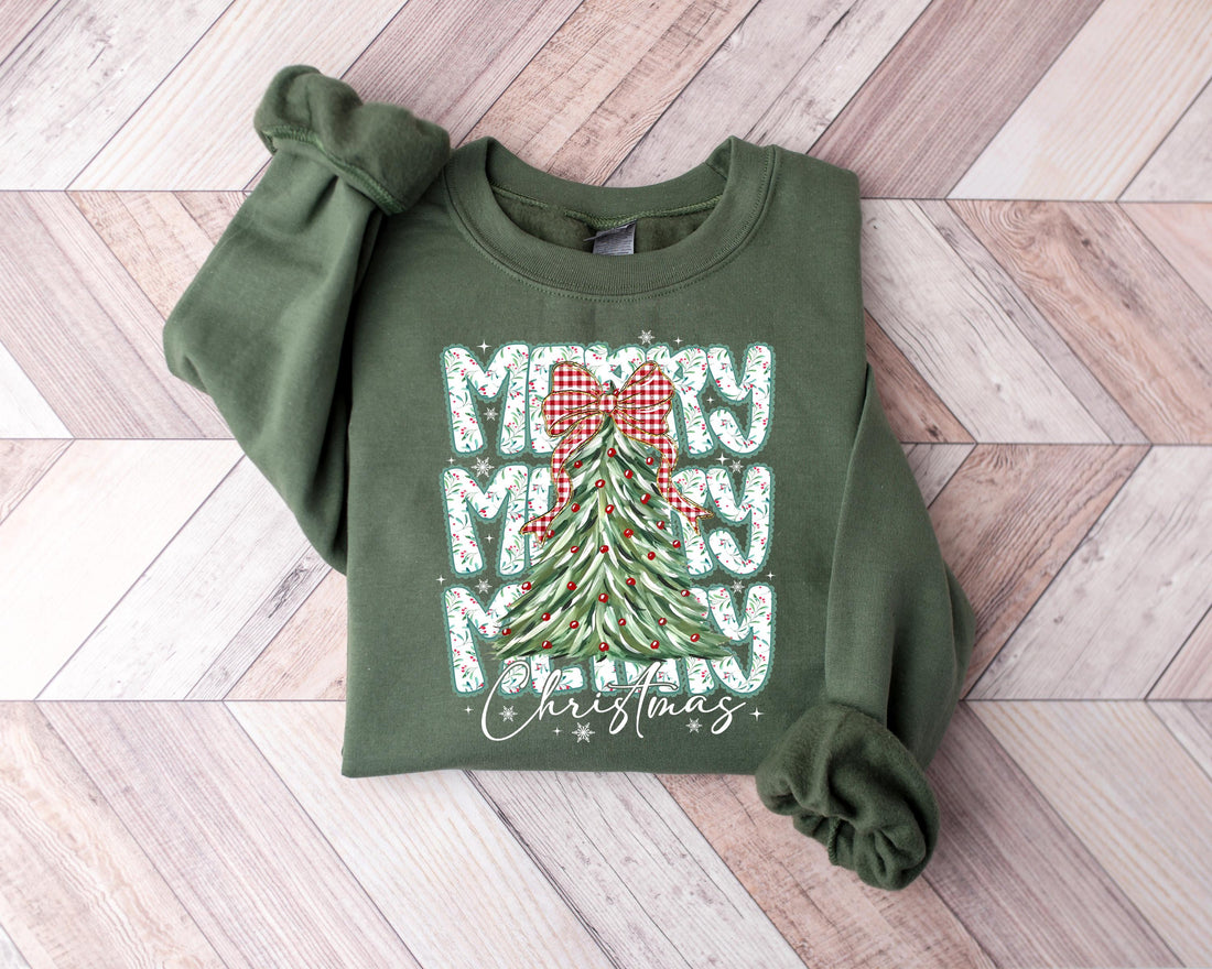 Christmas Tree Bow Shirt, Christmas Sweatshirt For Women, Christmas Tree Tshirt, Christmas Coquette Shirt, Funny Christmas Gifts