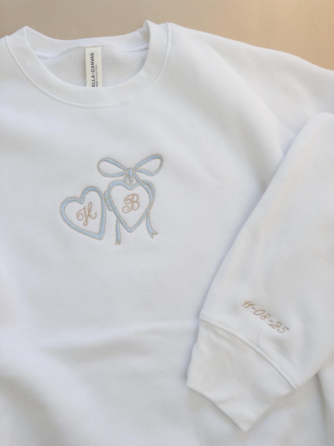 Custom Embroidered Couple Initials Sweatshirt, Heart Locket Bride & Groom Sweatshirt, Engagement Gift for Her, Personalized Newlywed Sweater