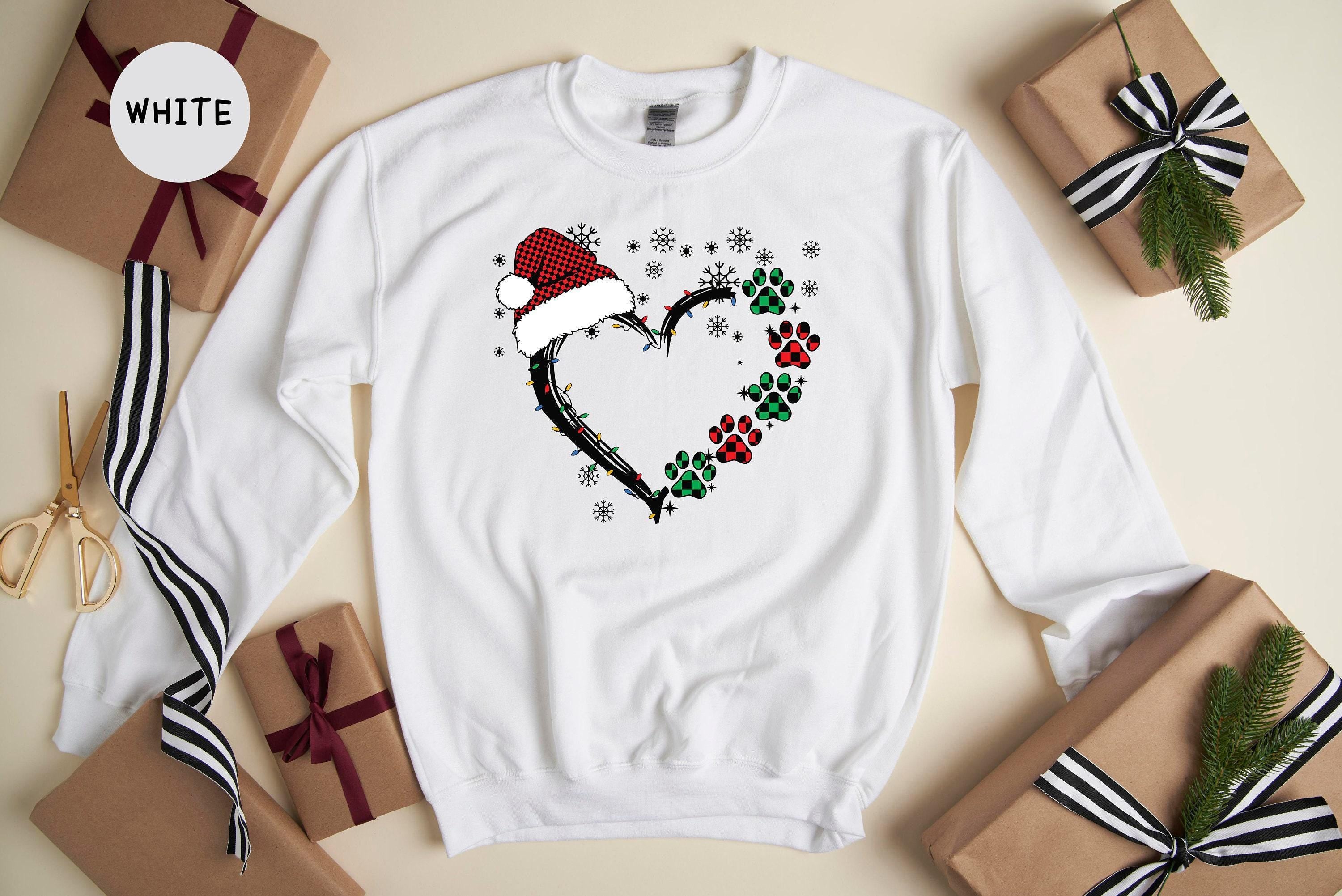 Christmas Dog Paw Heart T-Shirt, Santa Pet Lover Gift