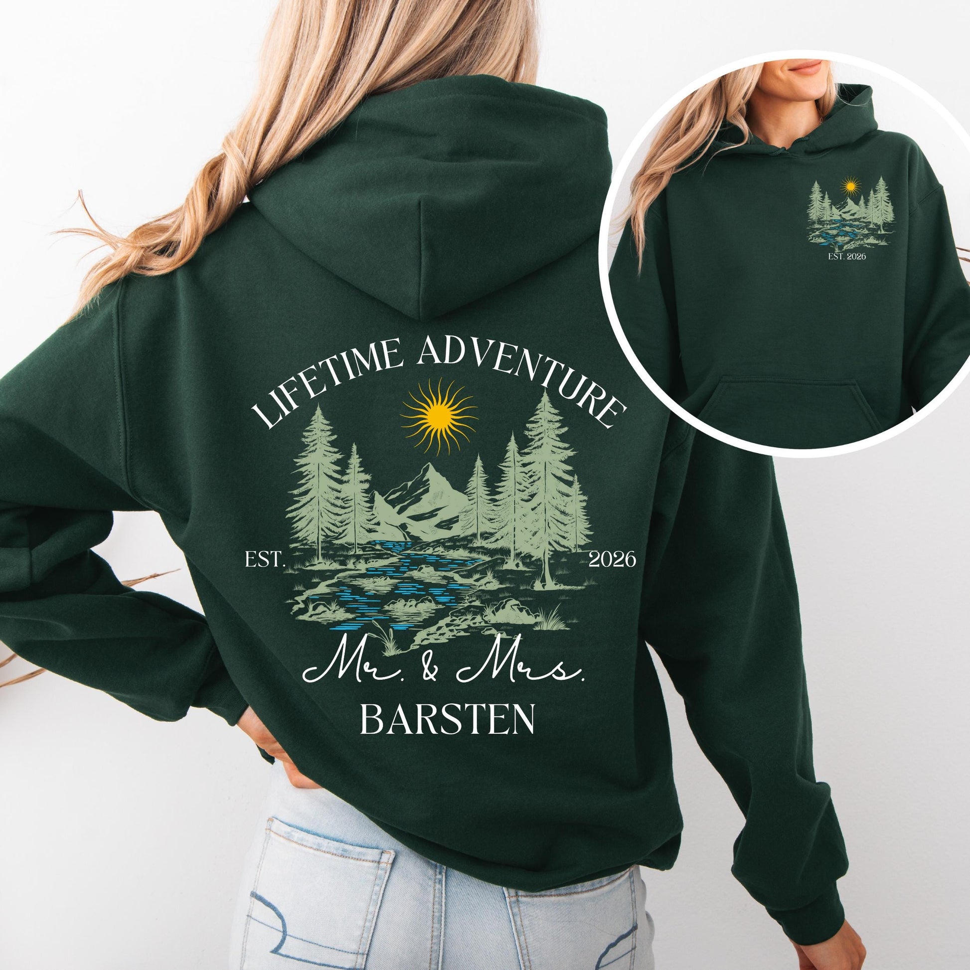 Newly Married Couple Hoodie | Personalized Mr & Mrs Sweatshirt, Honeymoon Adventure