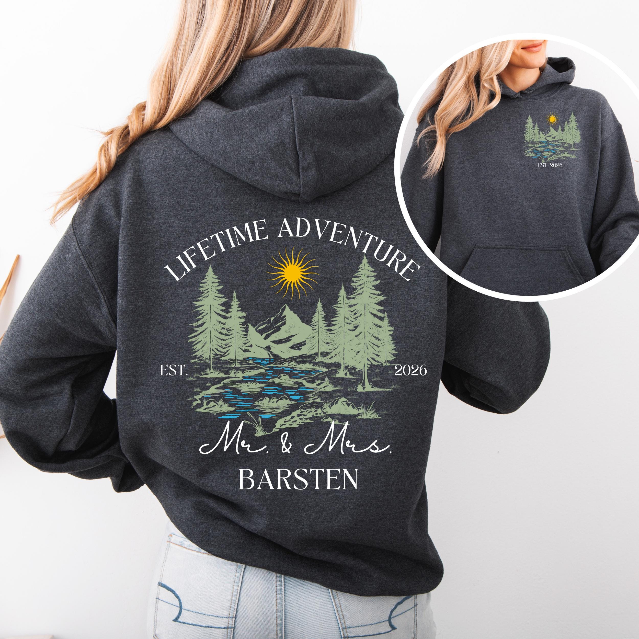 Newly Married Couple Hoodie | Personalized Mr & Mrs Sweatshirt, Honeymoon Adventure