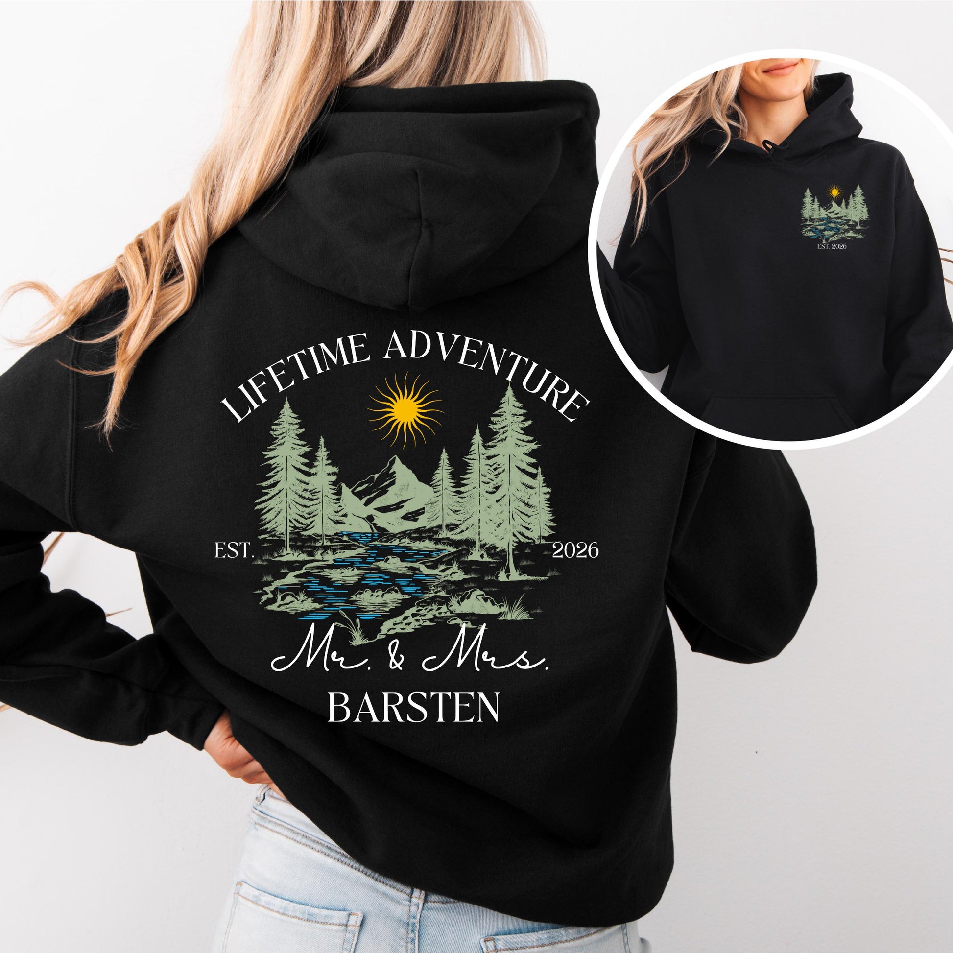 Newly Married Couple Hoodie | Personalized Mr & Mrs Sweatshirt, Honeymoon Adventure