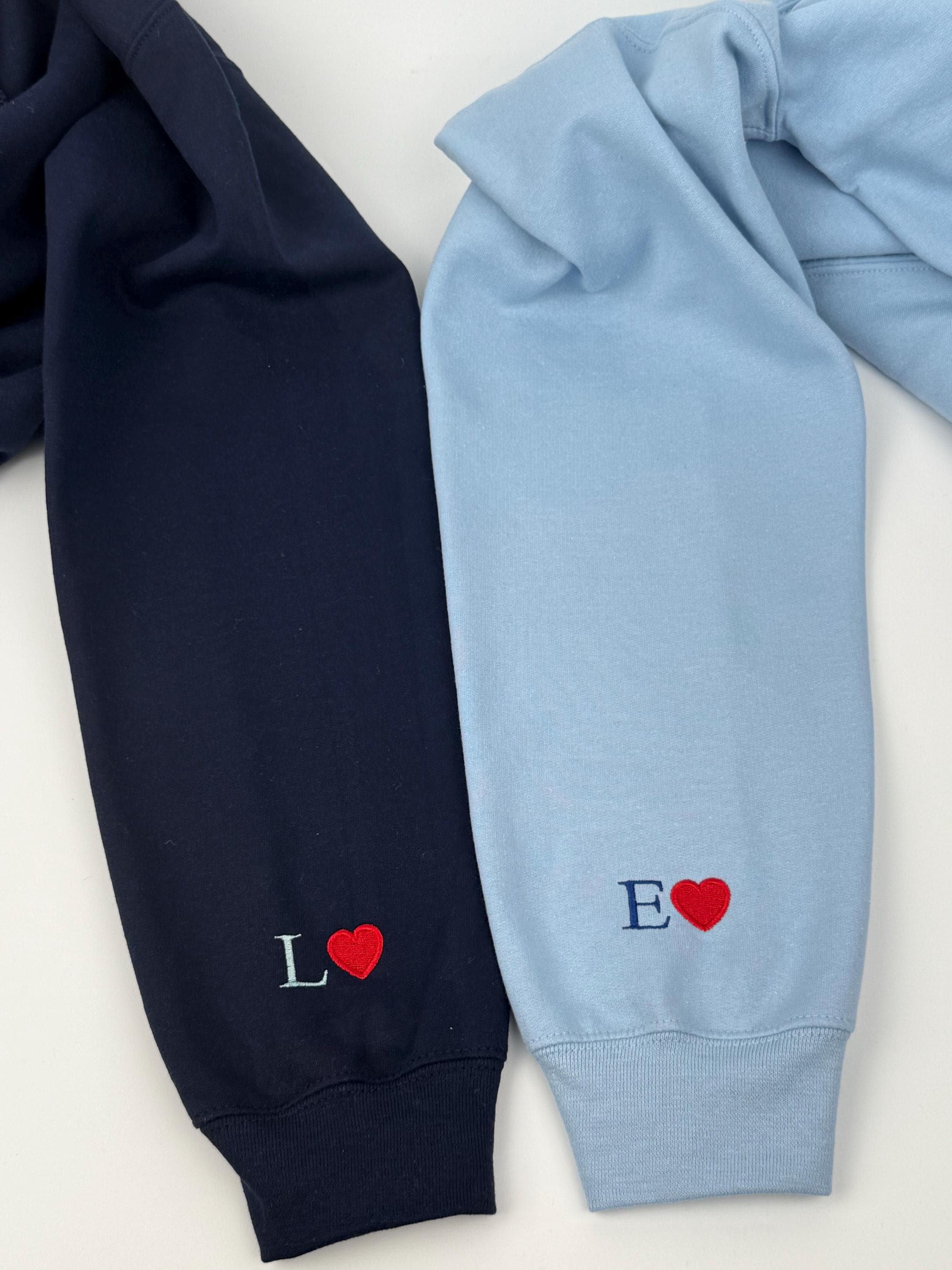 Custom Embroidered Initial Heart Couple Hoodie | Valentine's Gift