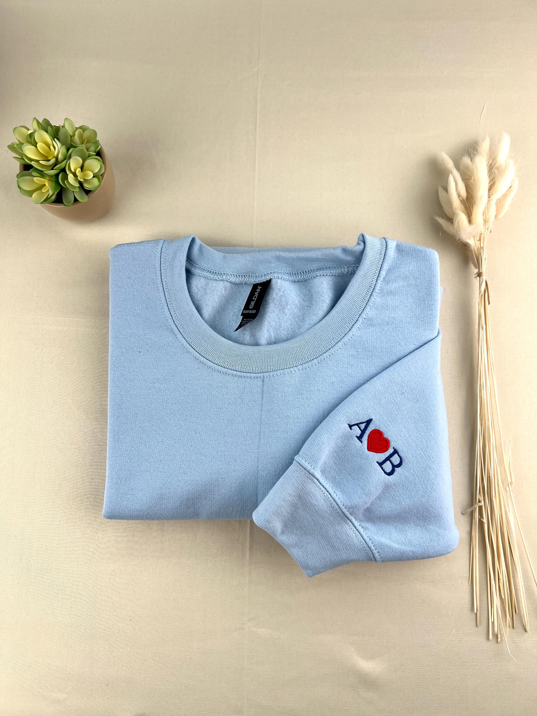 Custom Embroidered Initial Heart Couple Hoodie | Valentine's Gift