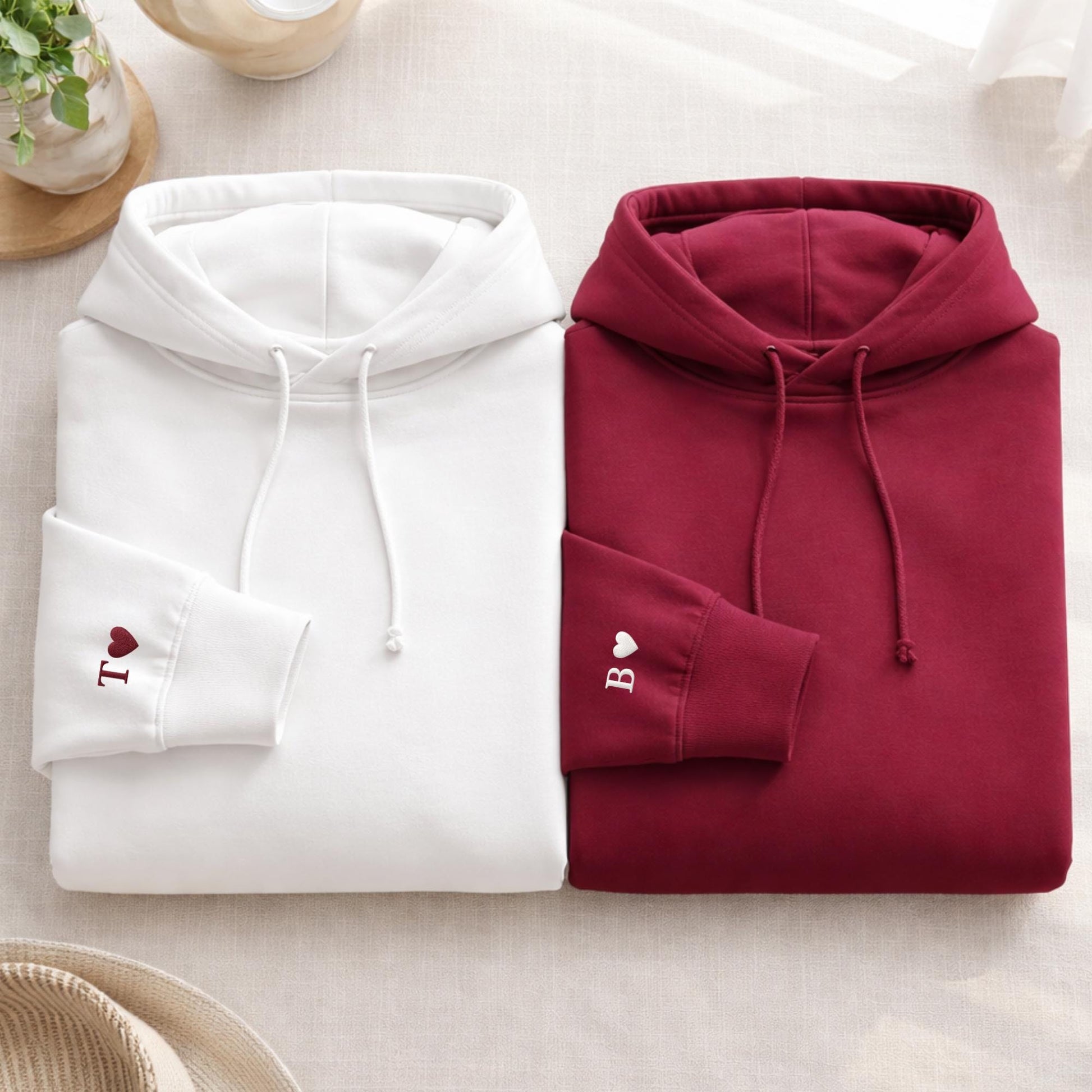 Custom Embroidered Initial Heart sleeve sweater, tshirt, jumper, Personalized Valentines Sweatshirt, Embroidered Couples Outfit