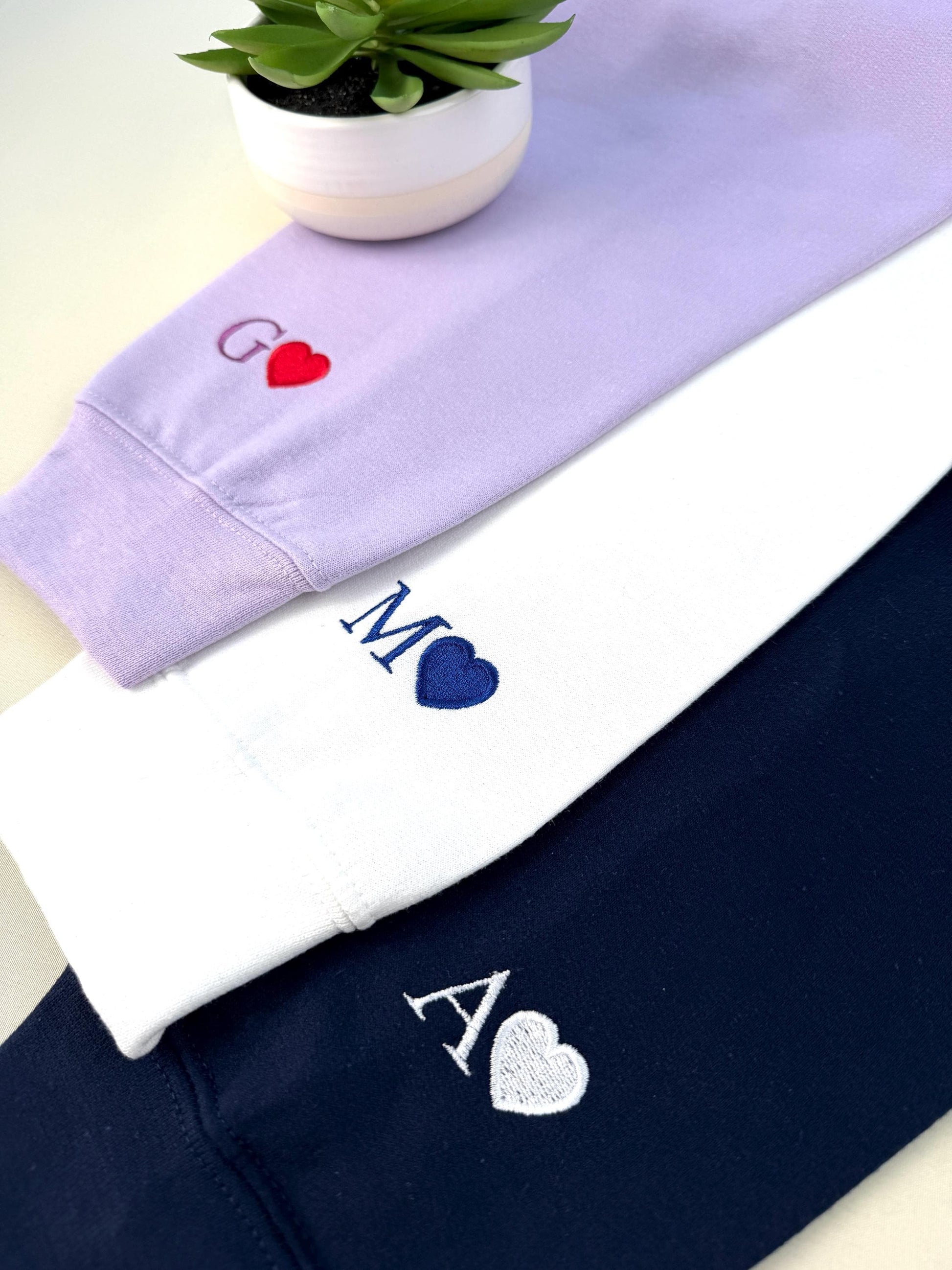 Custom Embroidered Initial Heart Couple Hoodie | Valentine's Gift