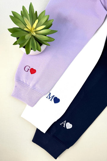 Custom Embroidered Initial Heart Couple Hoodie | Valentine's Gift