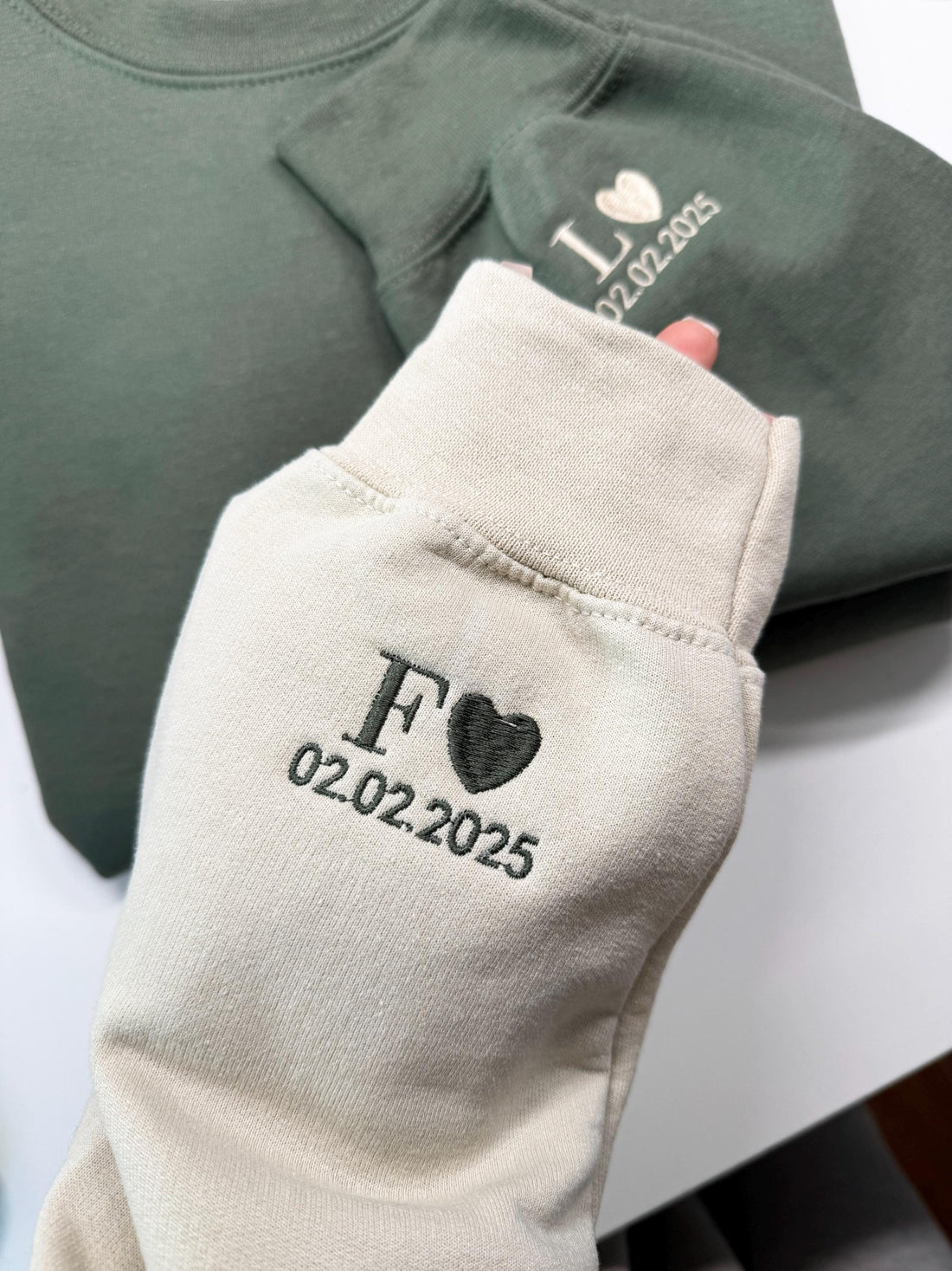 Embroidered Matching Otter Valentines Sweatshirt, Custom Initial Sleeve, Cute Couples Gift, Hoodie for Valentine's Day Celebration,