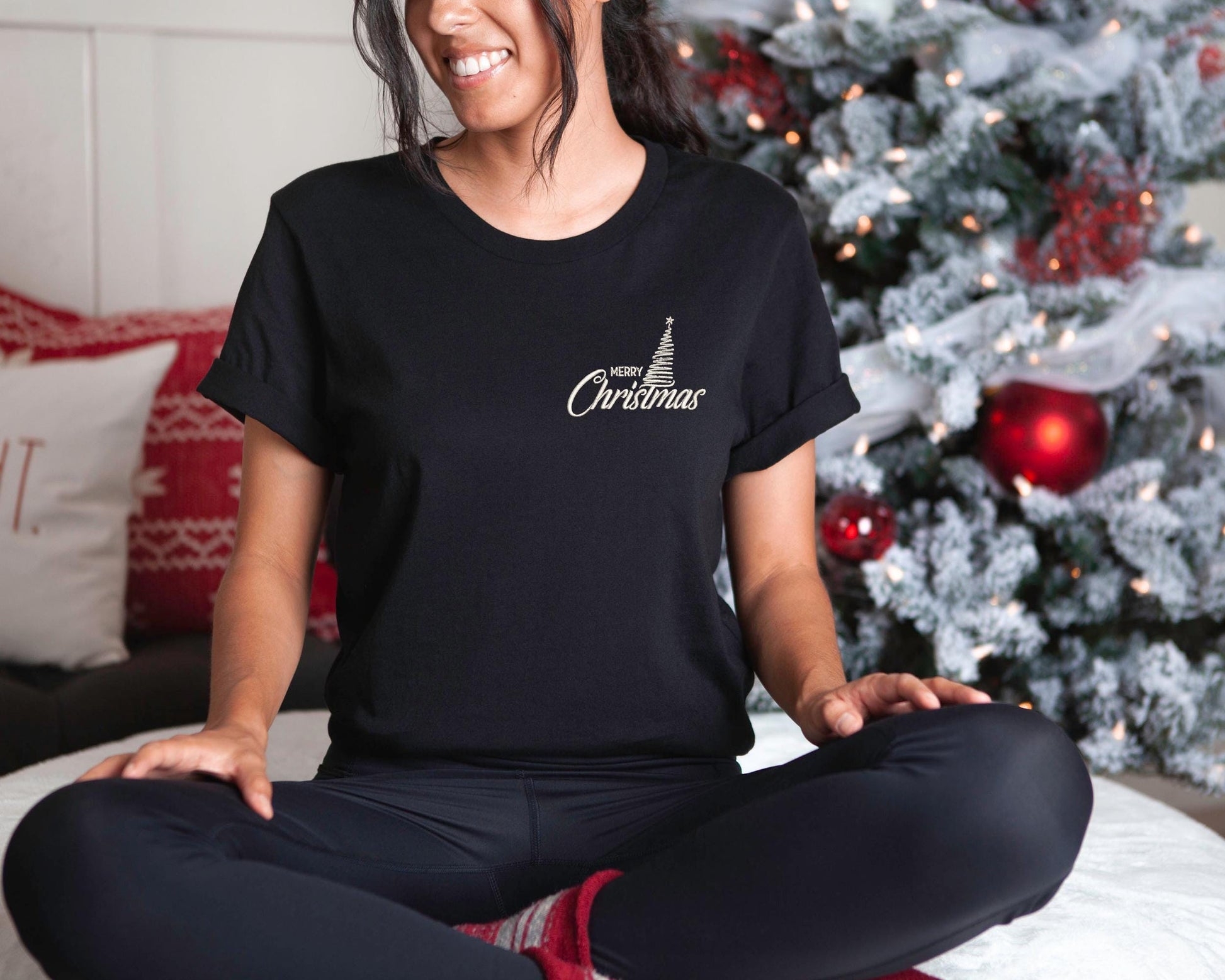 Embroidered Merry Christmas Shirt, Merry Christmas Shirt, Christmas Embroidered Shirt, Holiday Gift for Her, Cozy Winter Shirt