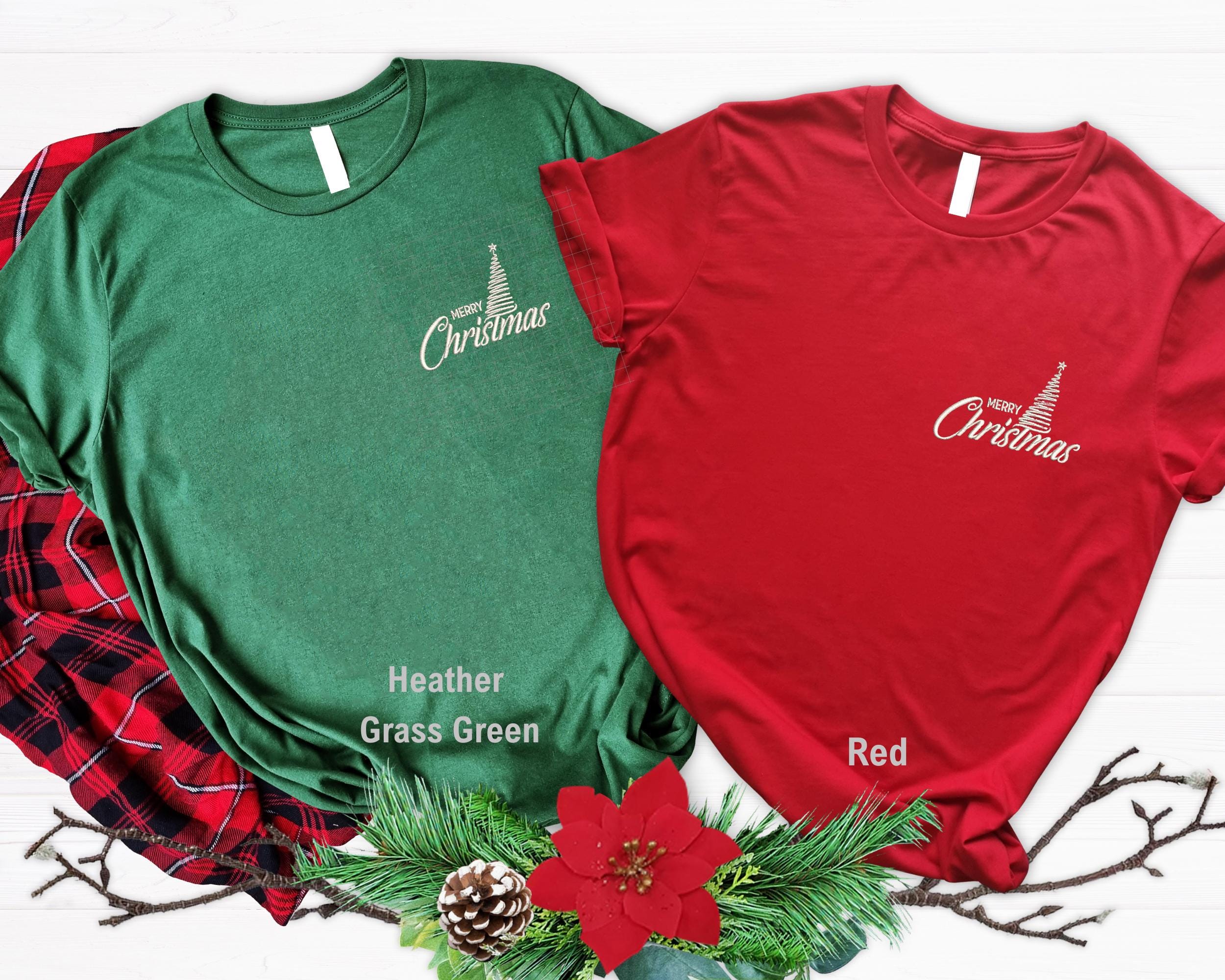 Embroidered Merry Christmas Shirt, Merry Christmas Shirt, Christmas Embroidered Shirt, Holiday Gift for Her, Cozy Winter Shirt