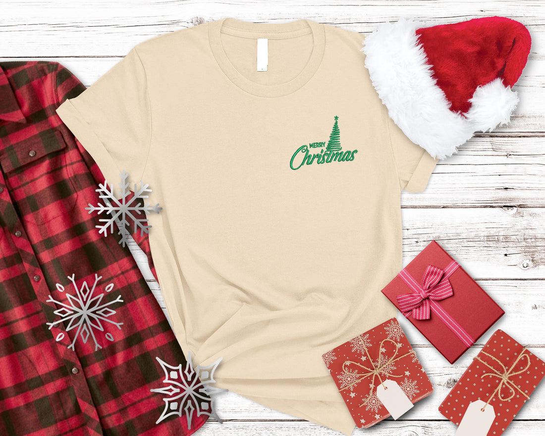 Embroidered Merry Christmas Shirt, Merry Christmas Shirt, Christmas Embroidered Shirt, Holiday Gift for Her, Cozy Winter Shirt