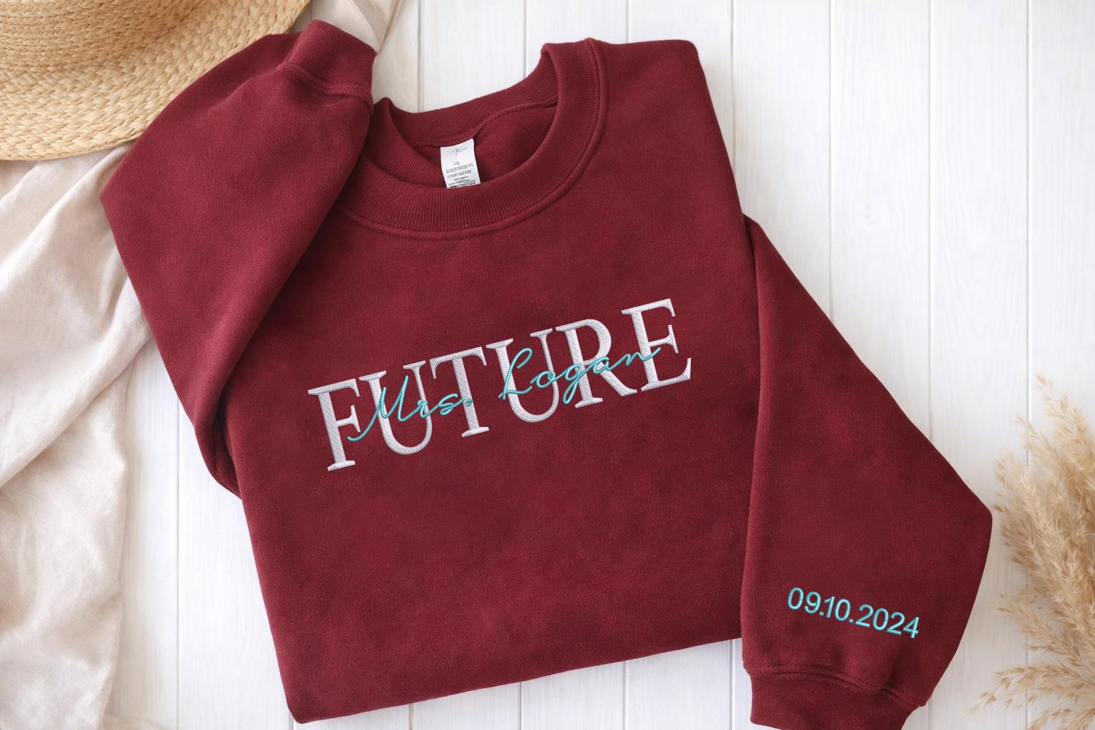 Personalised Embroidered Matching Sweatshirt, Wifey Hubby Wedding Sweatshirt, Anniversary Couple Sweatshirt, Engagement Gift for Bride To Be