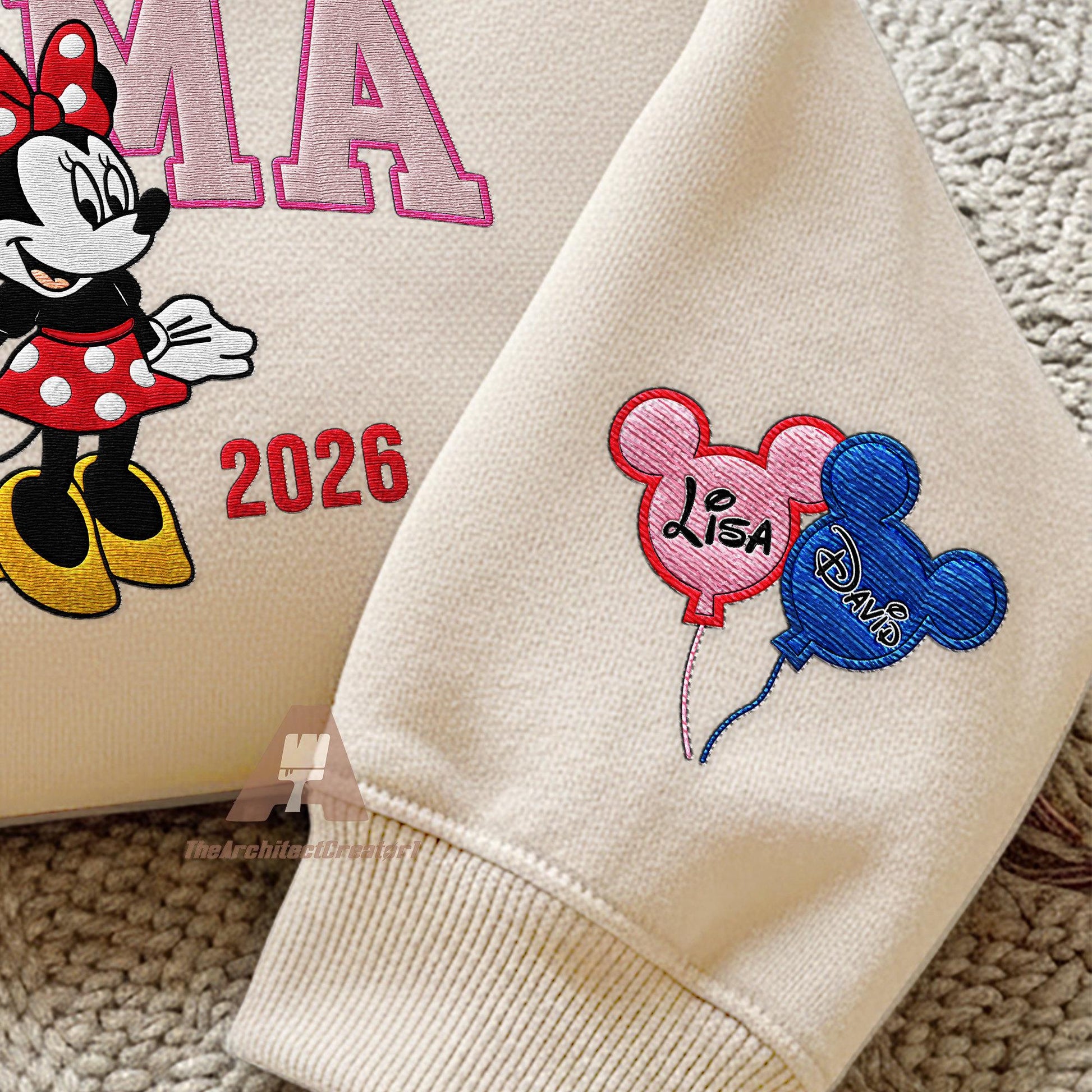 Embroidered Custom Magical Land Mom Sweatshirt, Personalized Cartoon Mom With Date, New Mom Est 2026 Crewneck, Mothers Day Gift