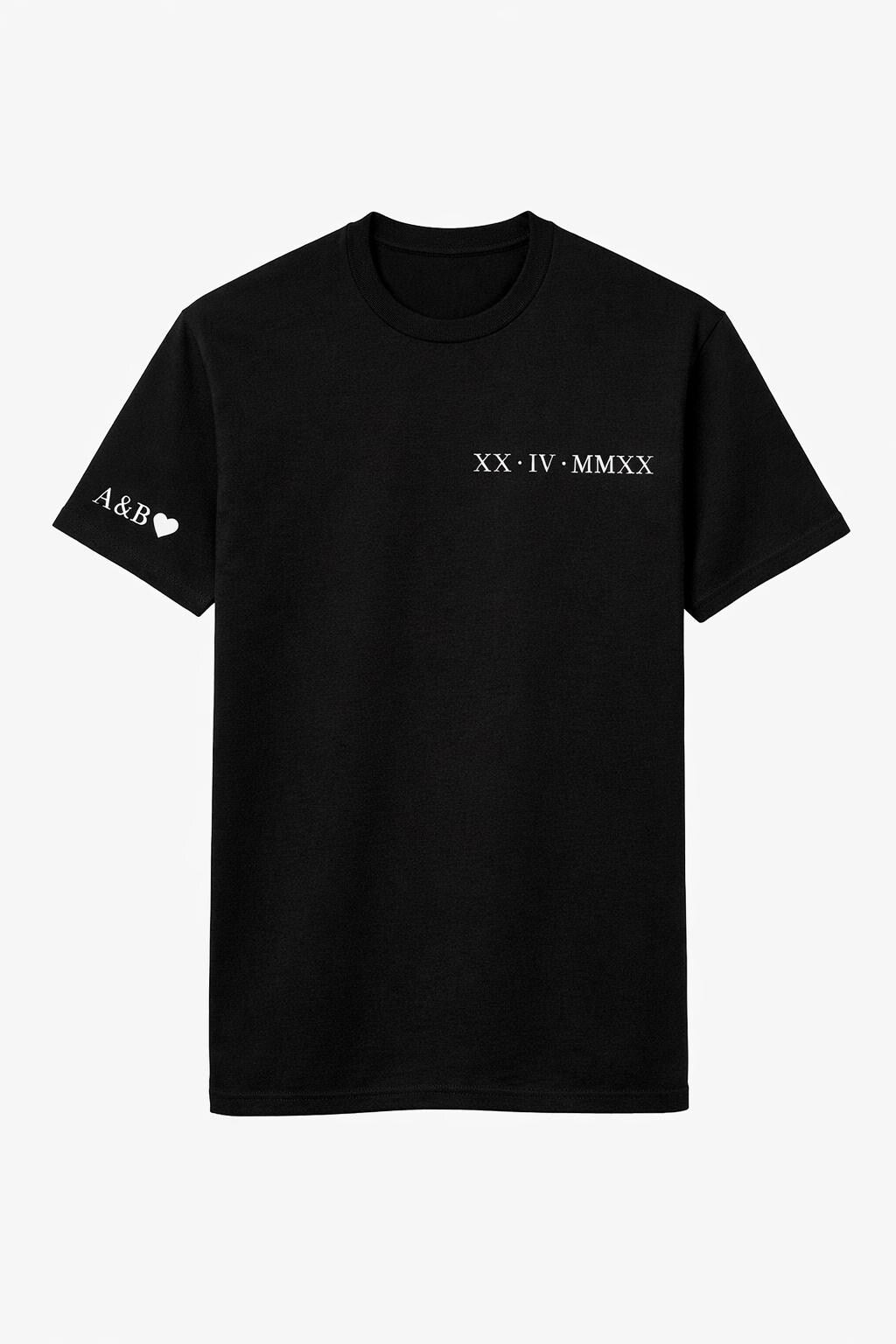 Embroidered Personalized Roman Numeral Date Hoodie, Custom Anniversary Sweatshirt, Couples Matching Hoodie, Initials Sleeve, Wedding Gift