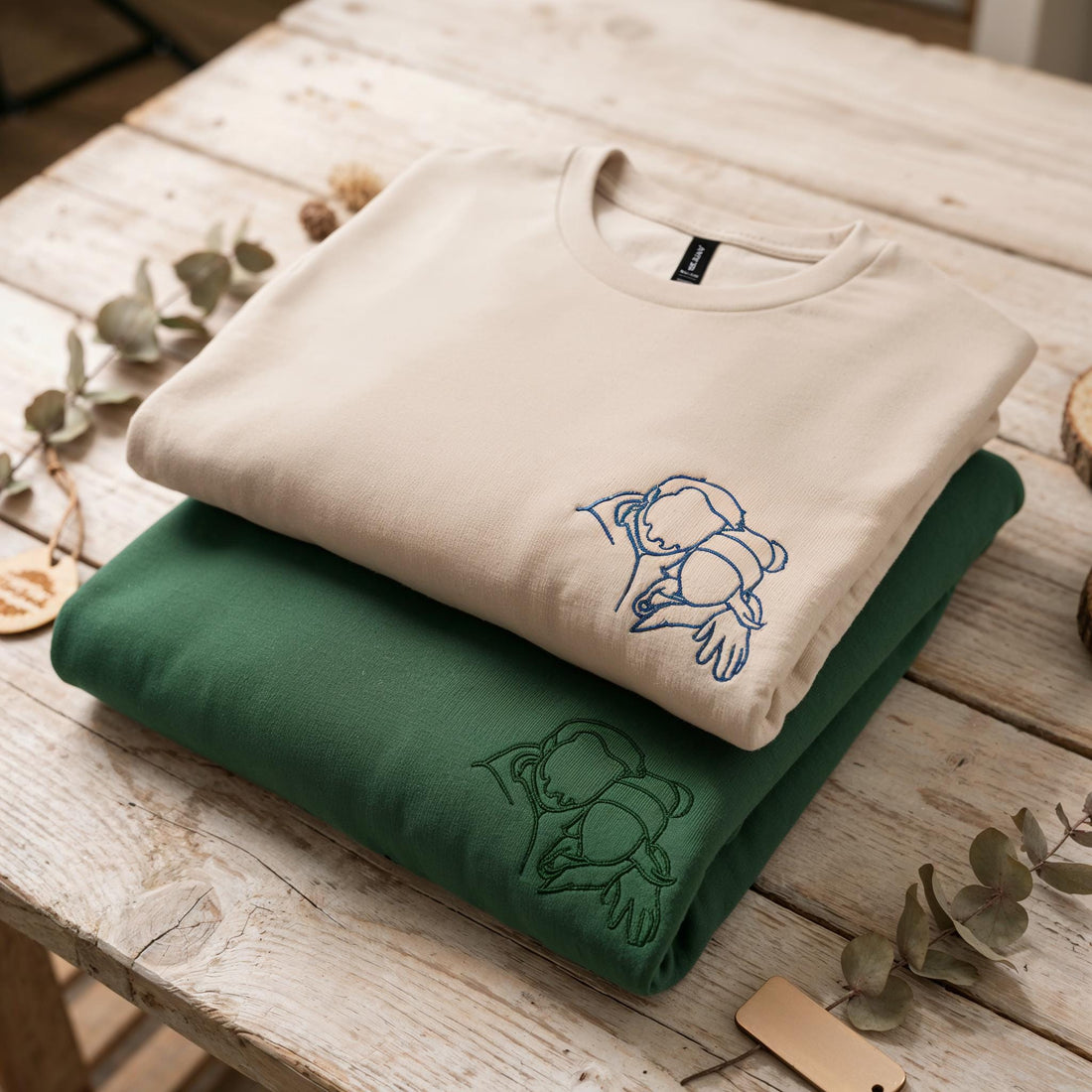 Custom Photo Embroidered Tees, Sketch from Photo, Personalised Couple or Family Portrait Tshirt, Line Art Embroidery Gift